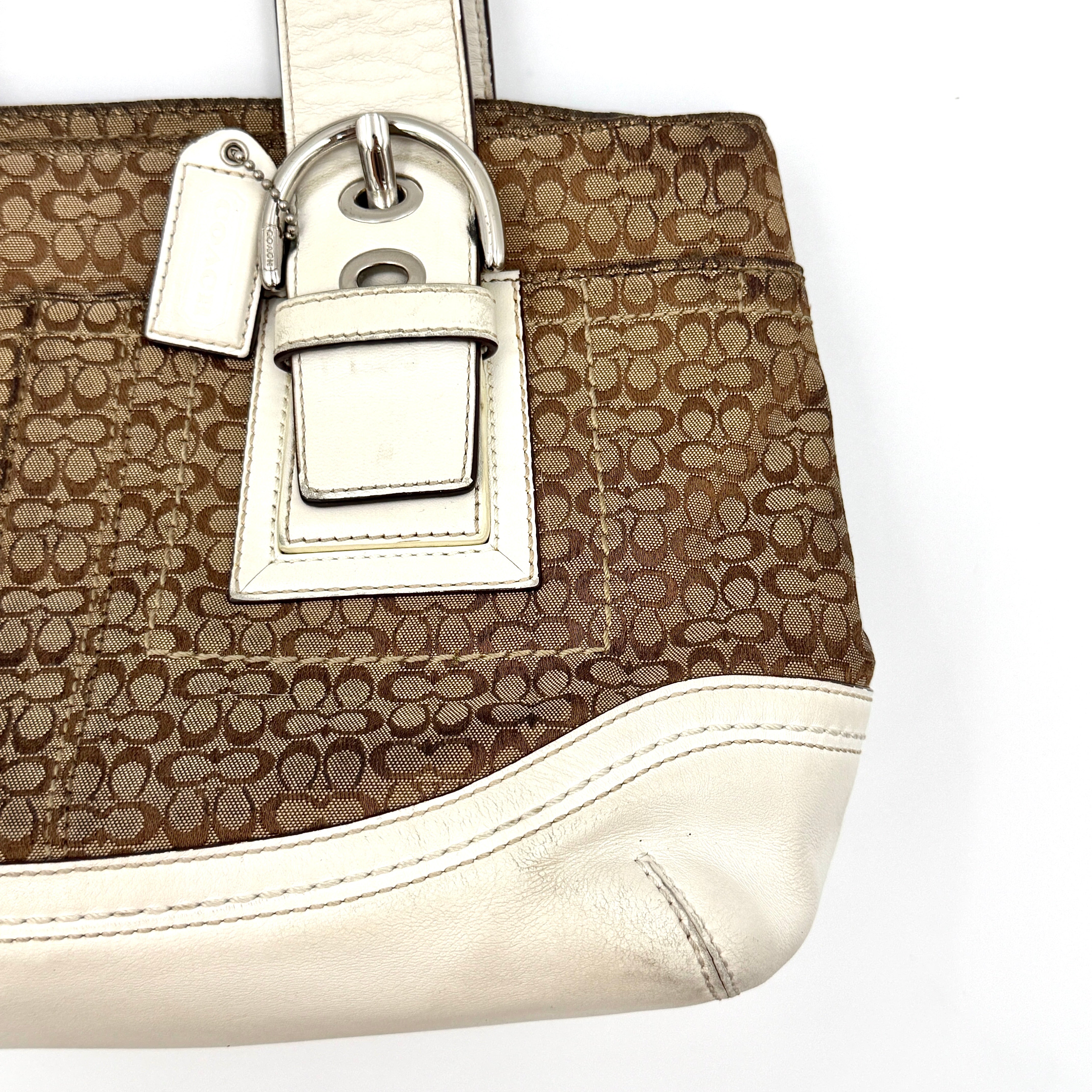Coach Y2K Soho Double Buckle Shoulder Bag Beige/White
