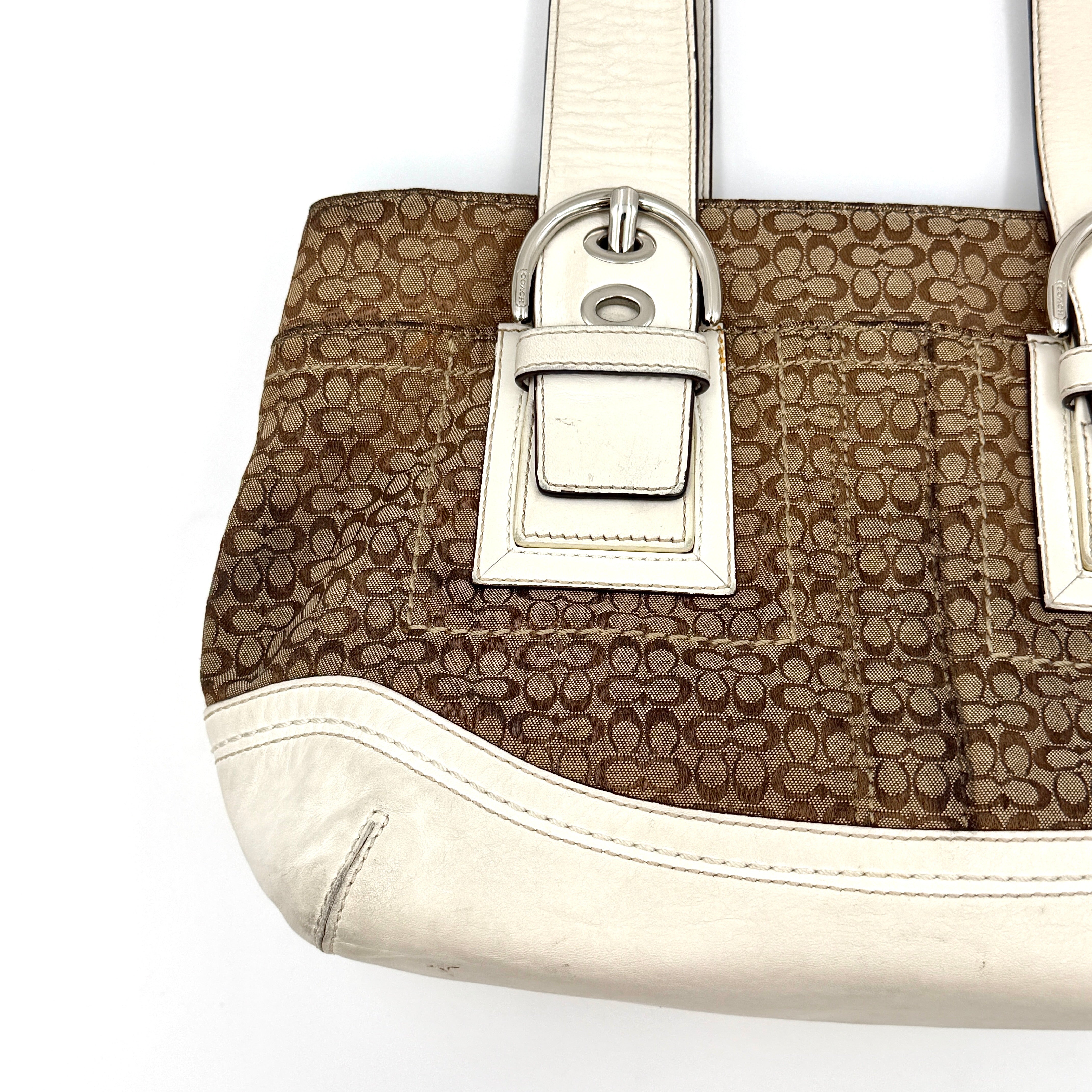 Coach Y2K Soho Double Buckle Shoulder Bag Beige/White