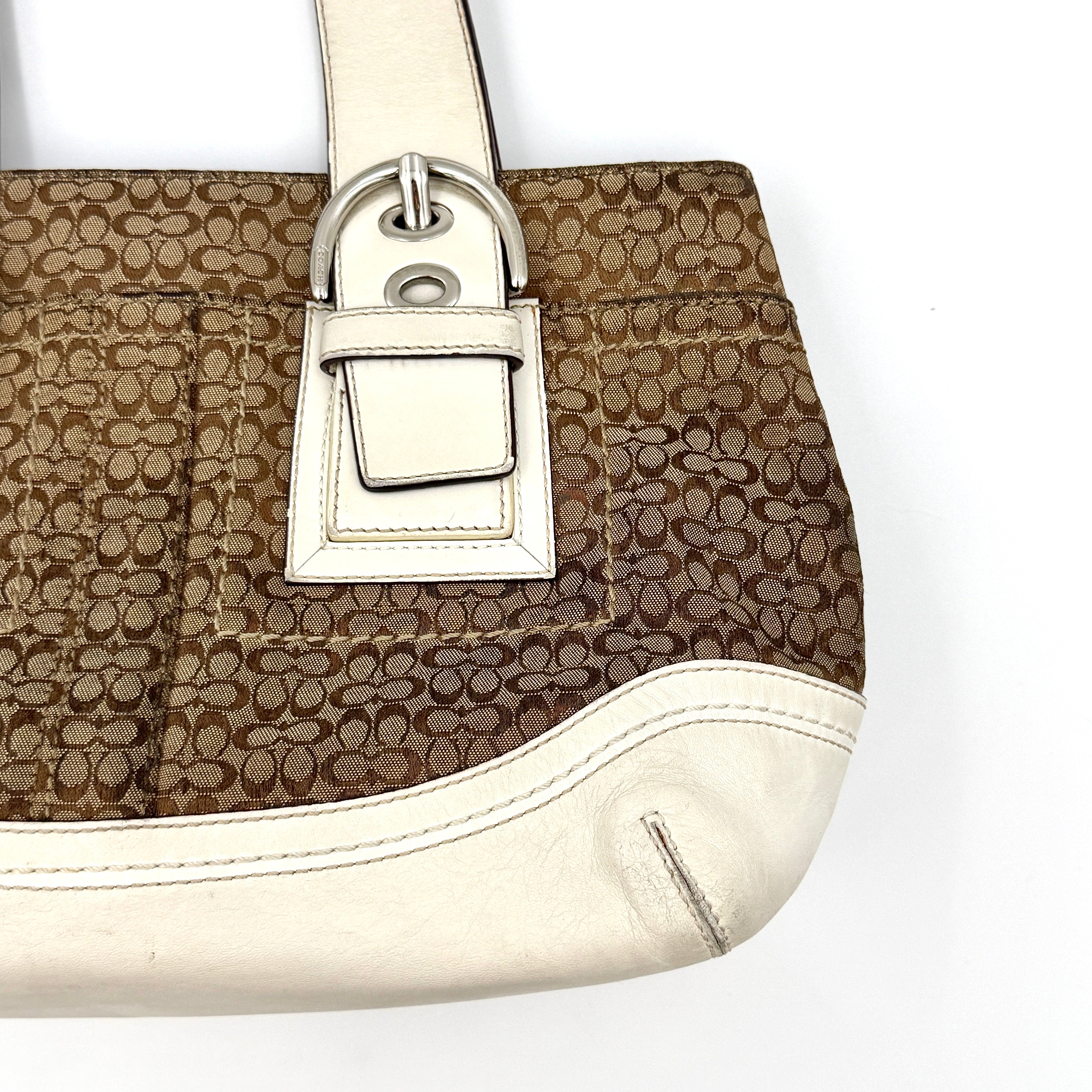 Coach Y2K Soho Double Buckle Shoulder Bag Beige/White