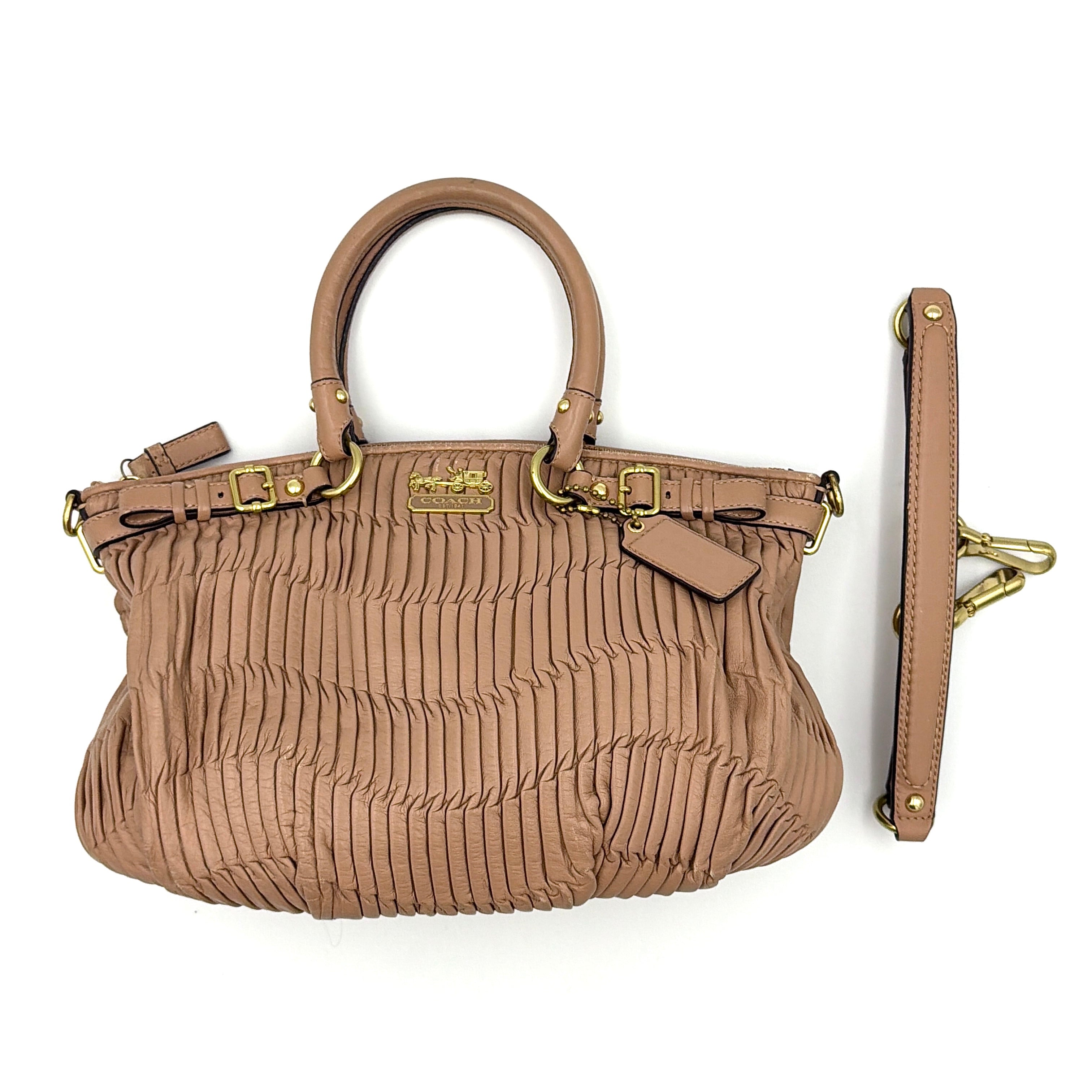 Coach 2Way Signature Madison Shoulder Bag Light Brown