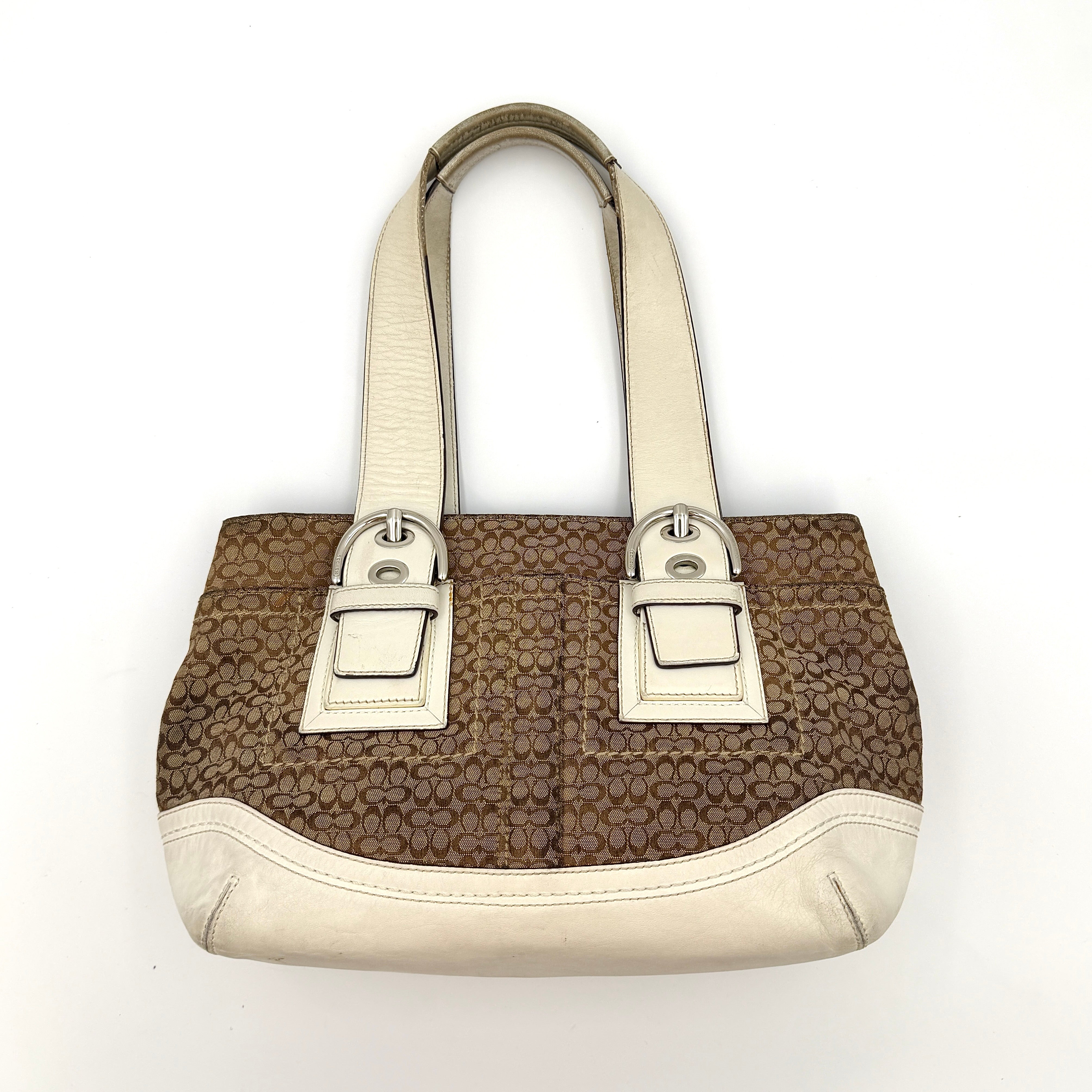 Coach Y2K Soho Double Buckle Shoulder Bag Beige/White