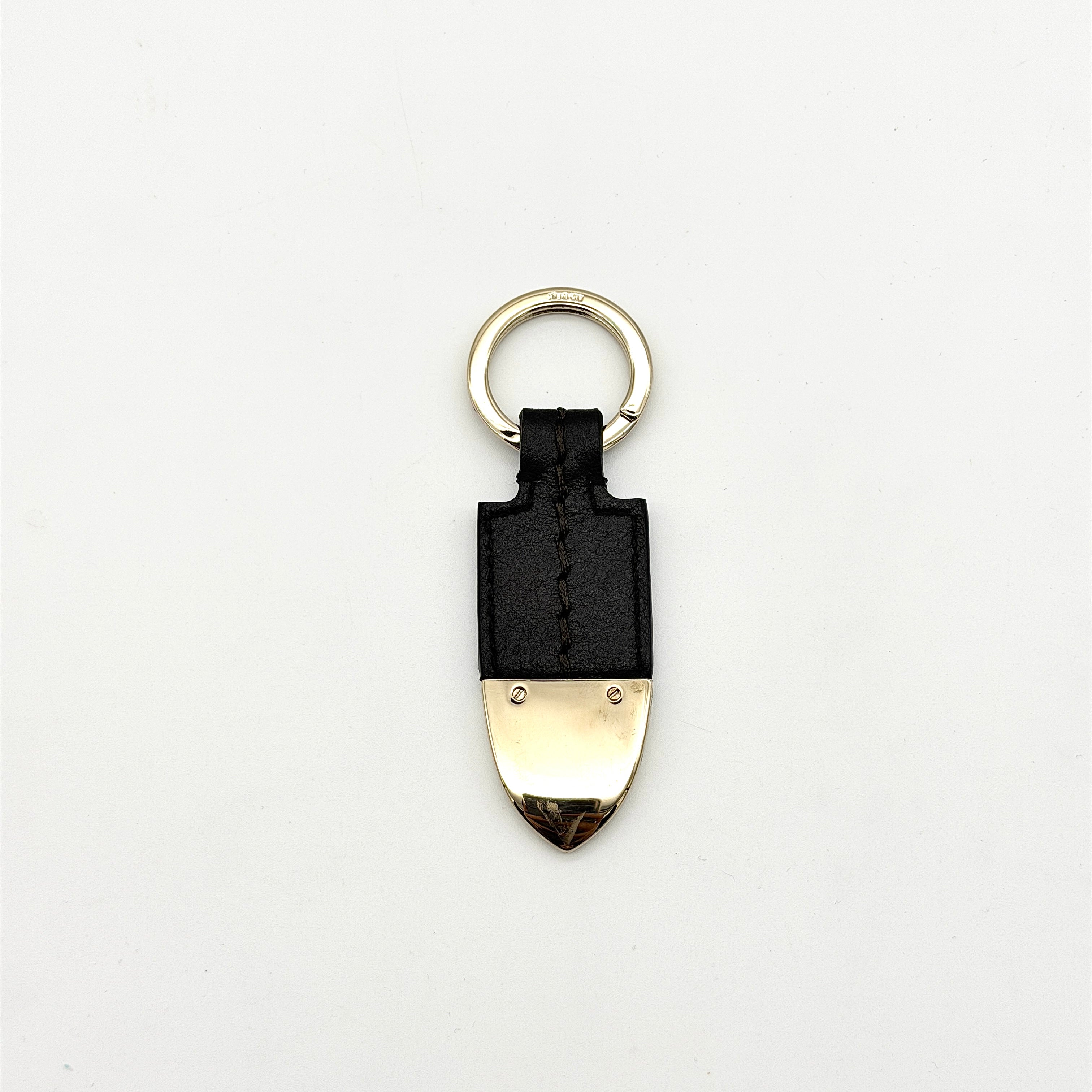 Gucci Script Logo Leather Keyring Black