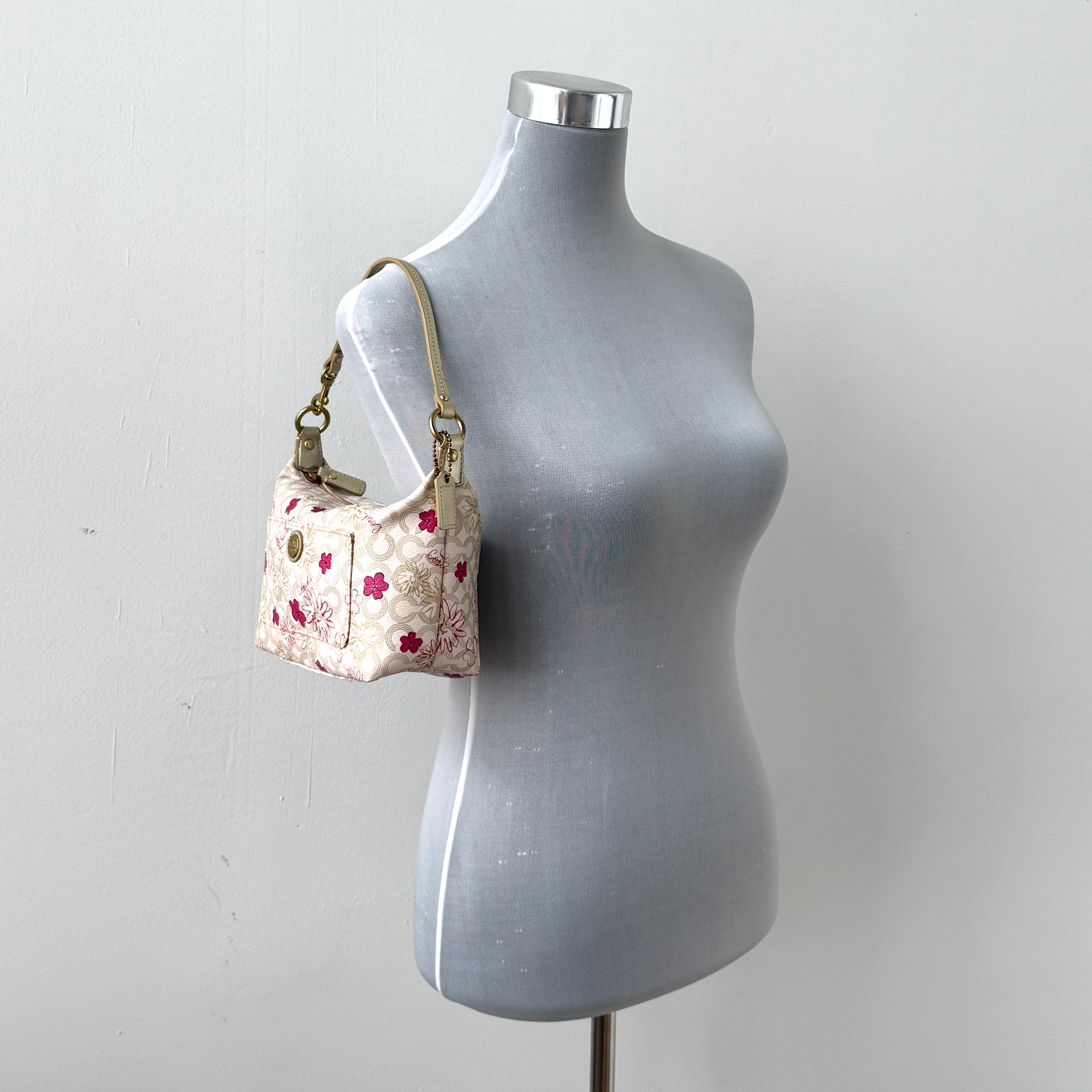 Coach Waverley Floral Mini Hobo Shoulder Bag Pink/Cream