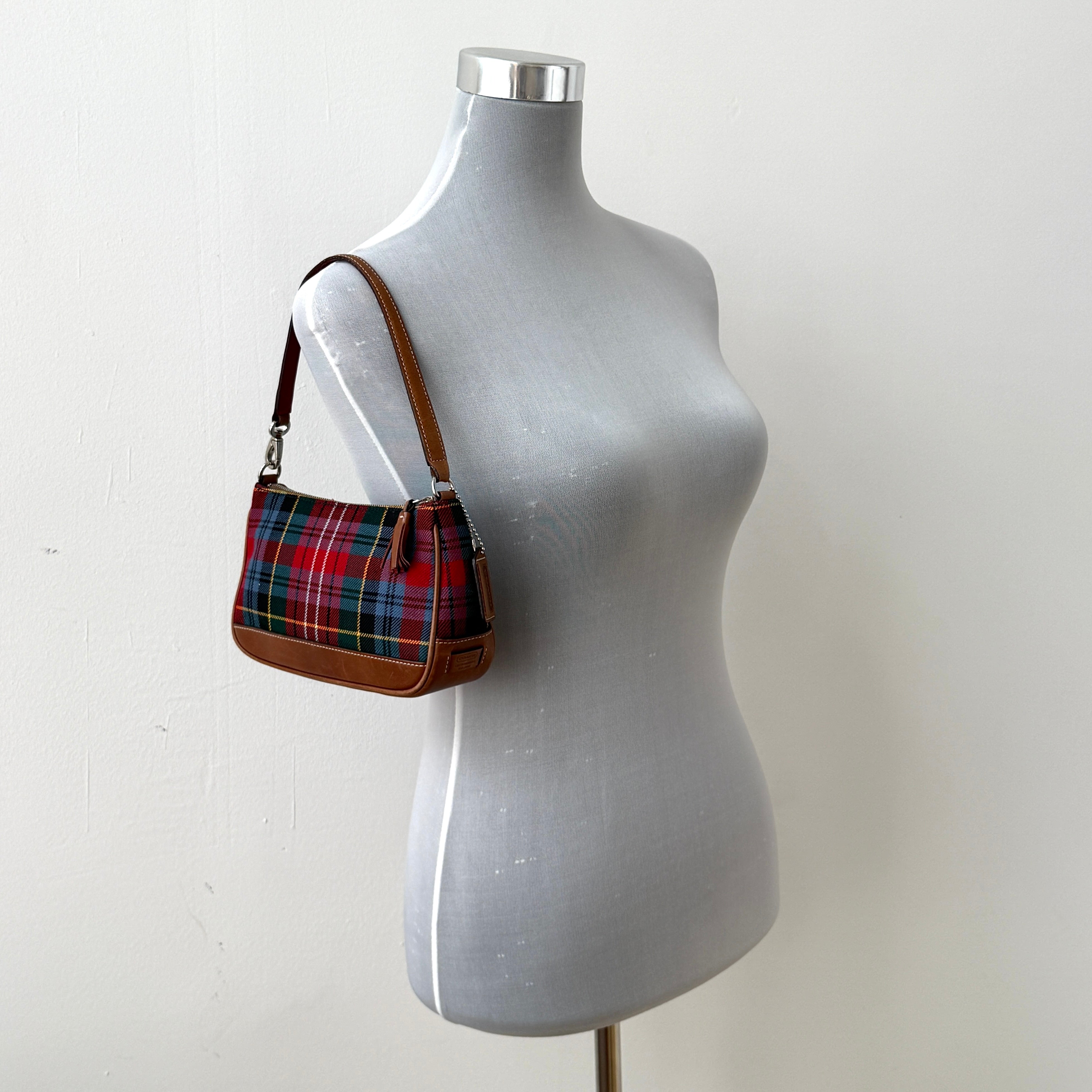 Coach Y2K Plaid Demi Shoulder Bag Multicolor