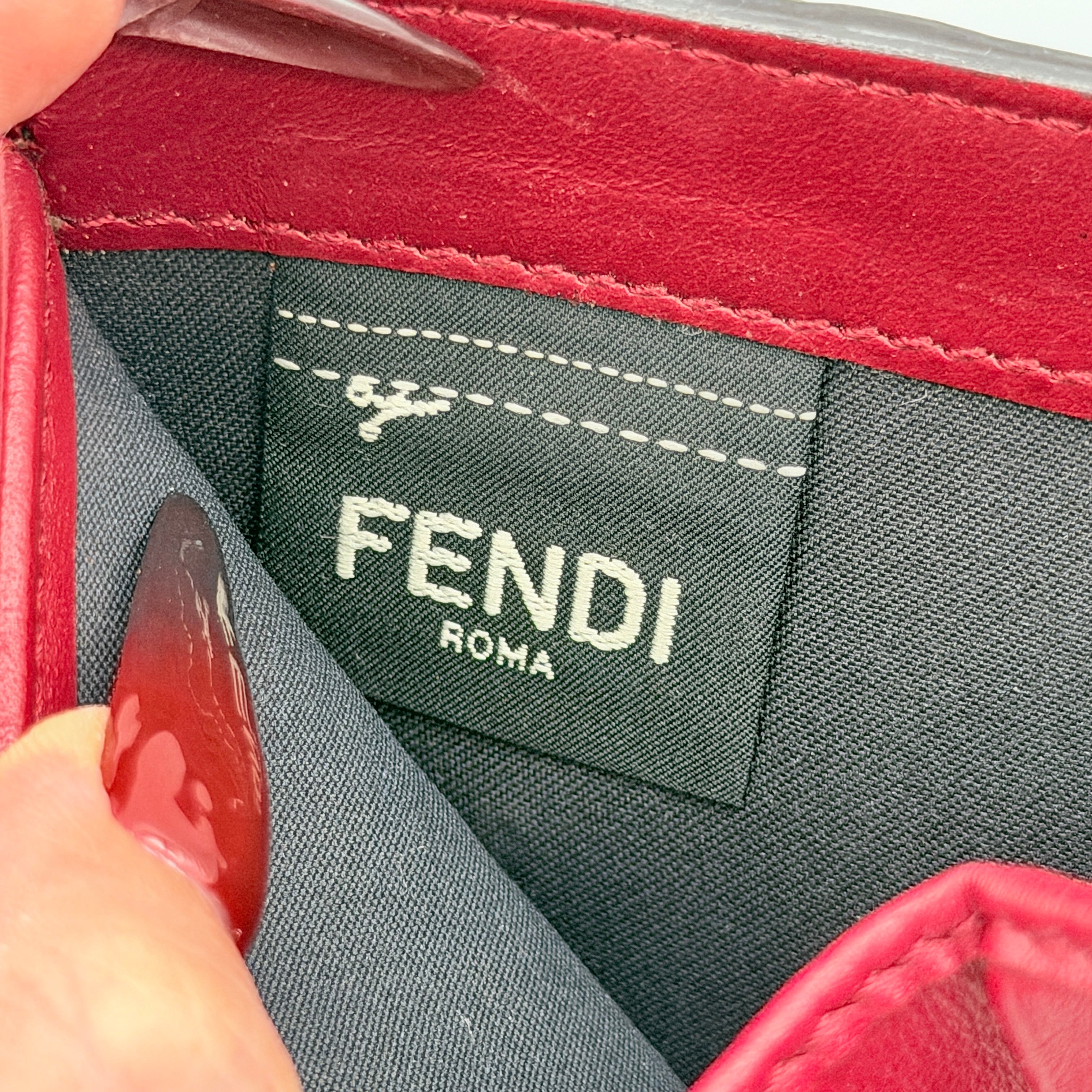 Fendi FF Embossed Logo Bifold Wallet Brown/Red