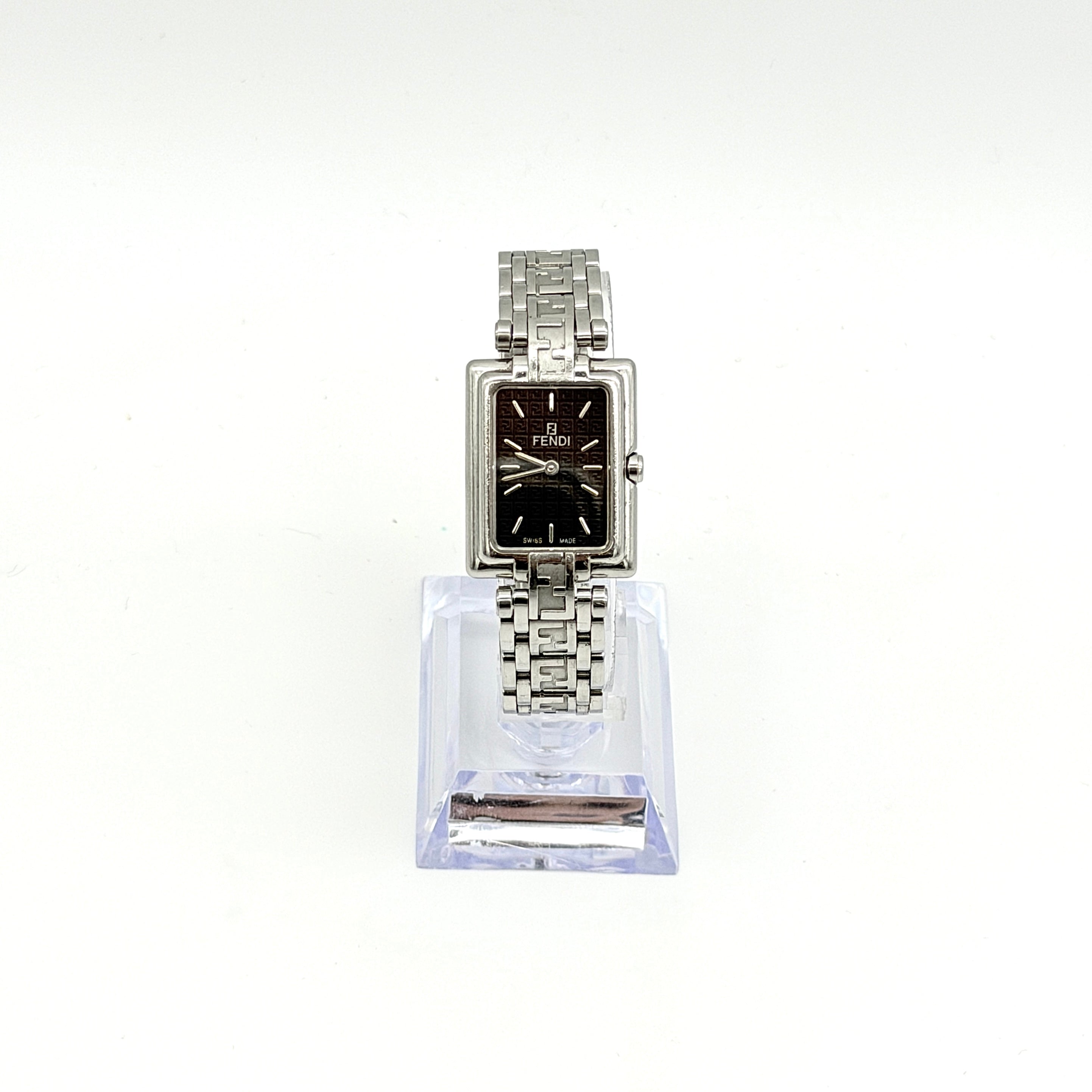 Fendi FF Zucca 710L Black Dial Stainless Steel Watch