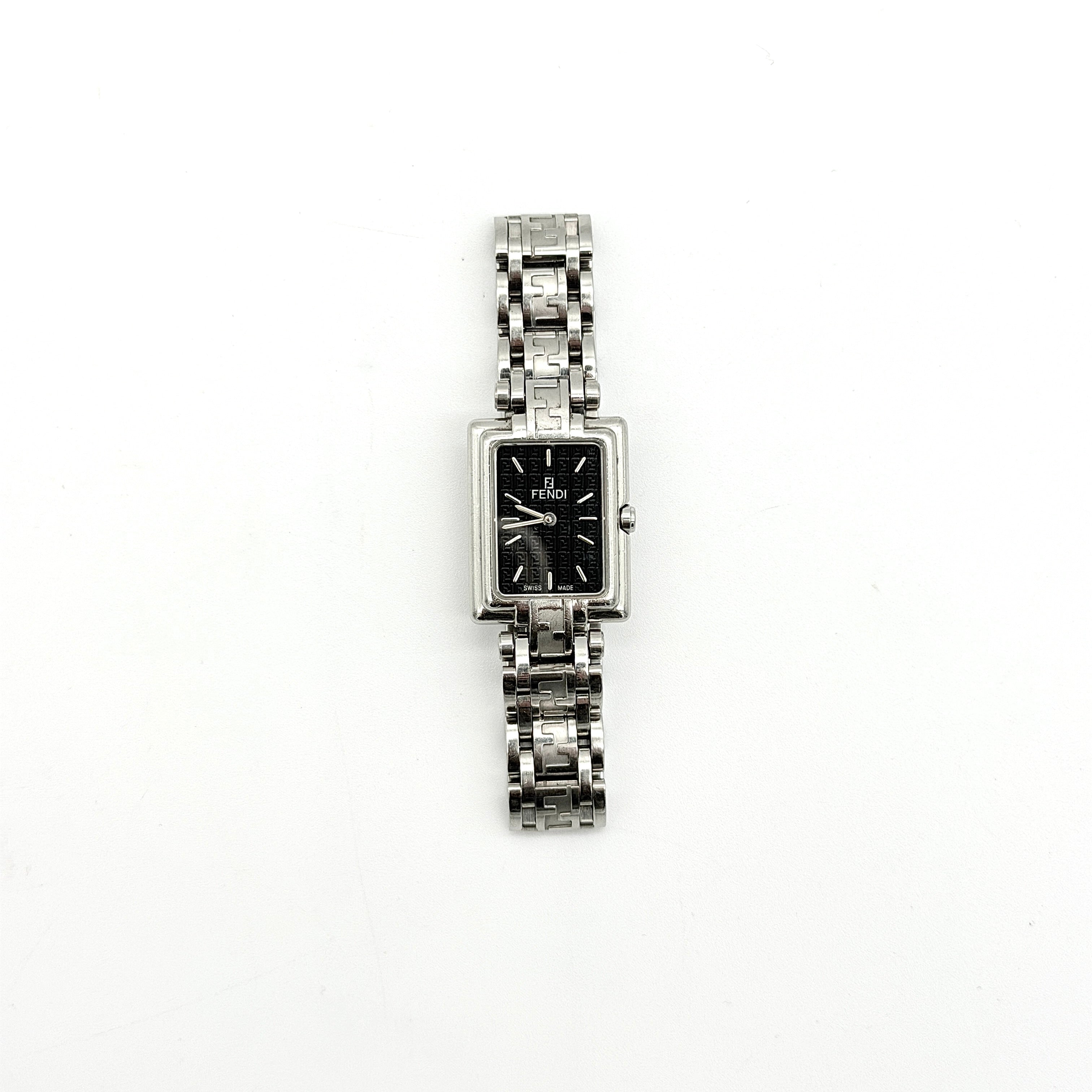 Fendi FF Zucca 710L Black Dial Stainless Steel Watch