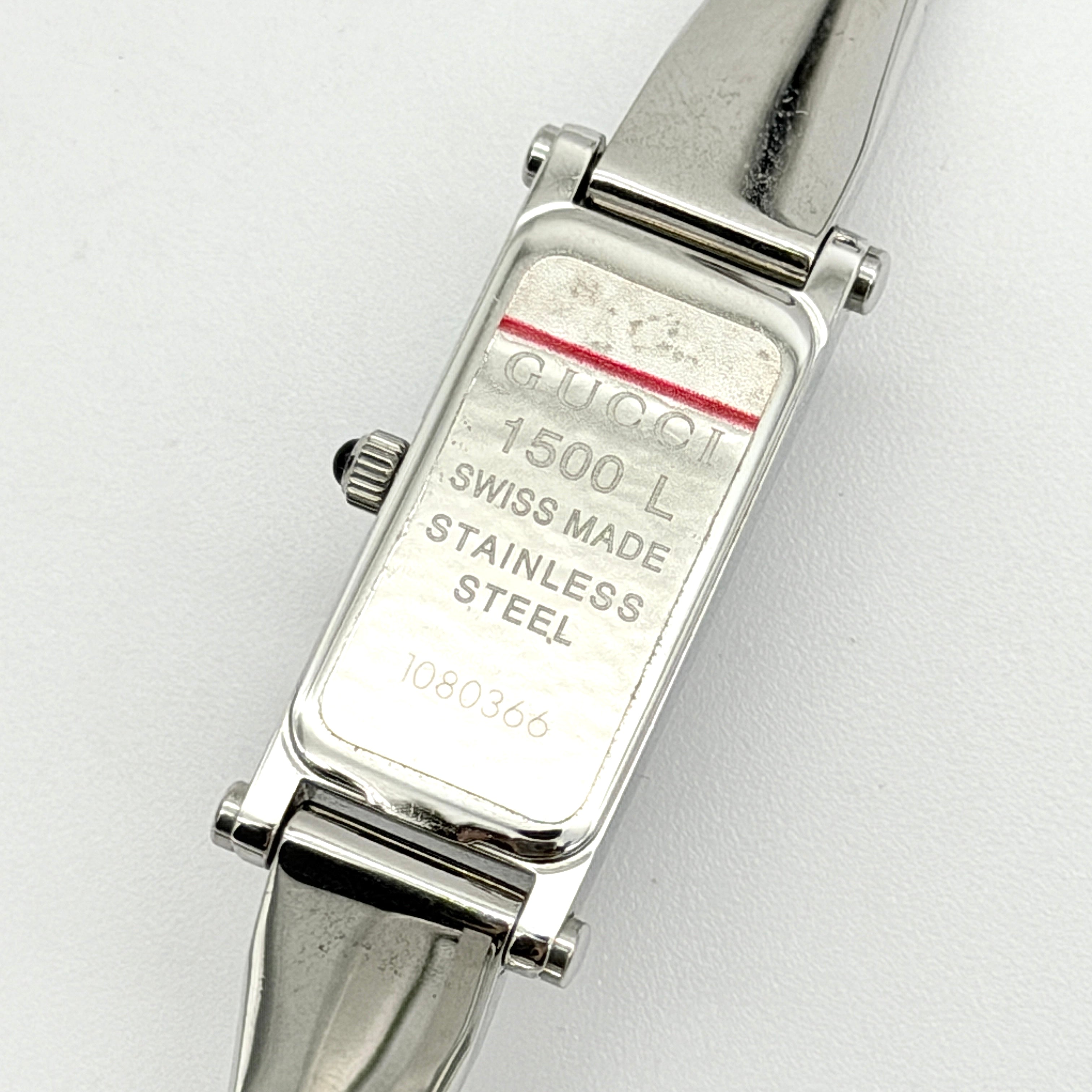 Gucci 1500L Black Dial Bangle Watch