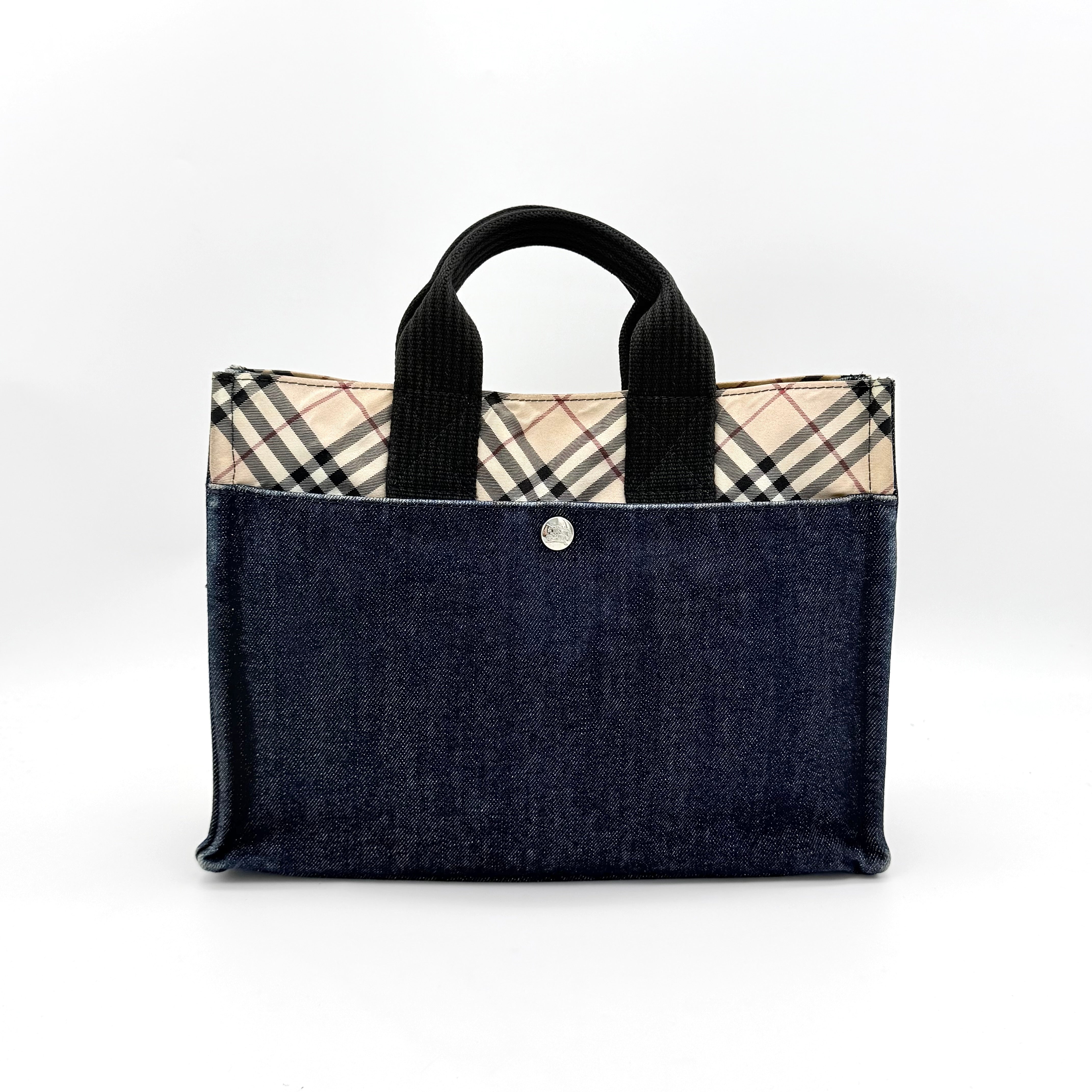 Burberry Blue Label Nova Check Denim Tote Bag Blue/Beige
