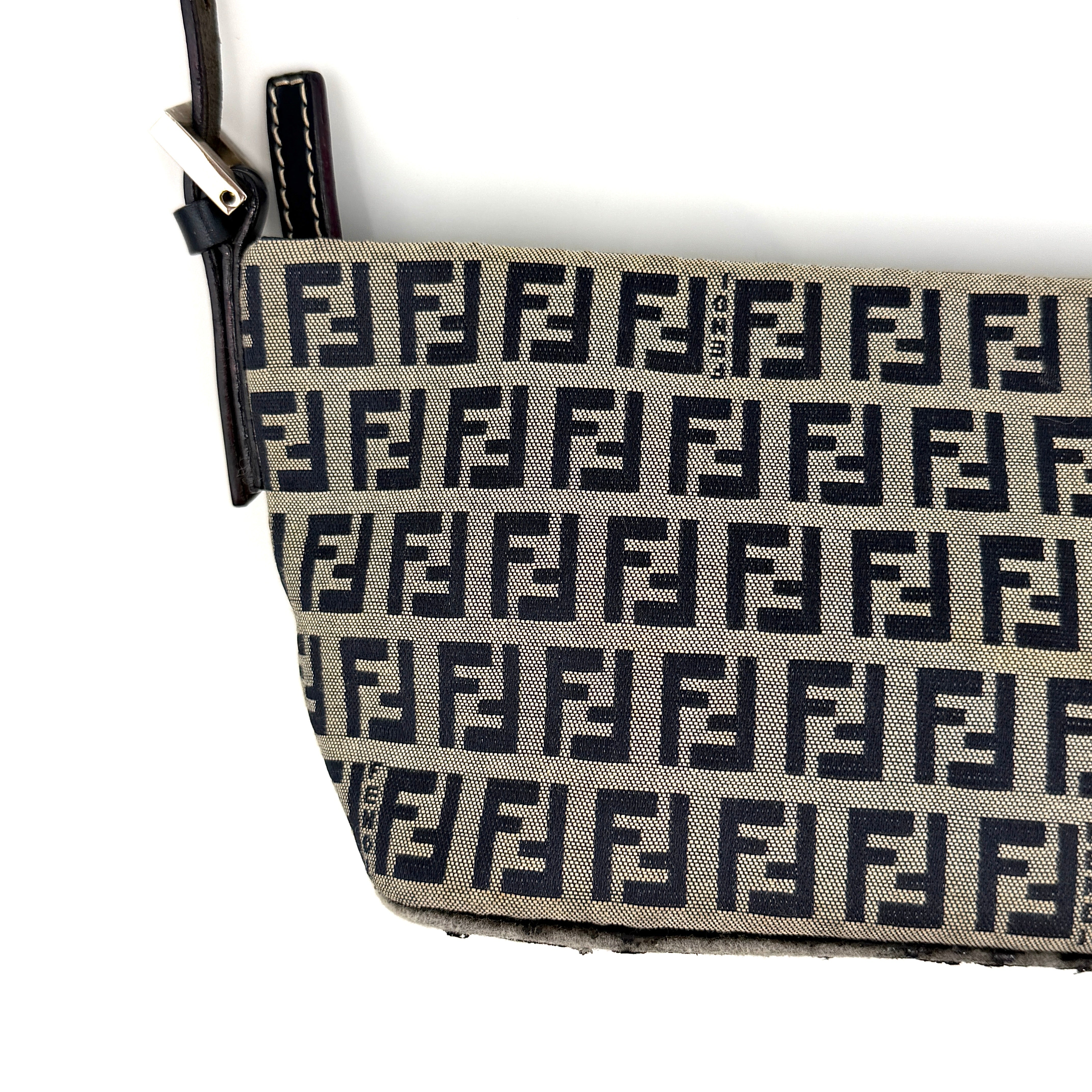 Fendi FF Zucca Boat Pochette Shoulder Bag Grey/Black