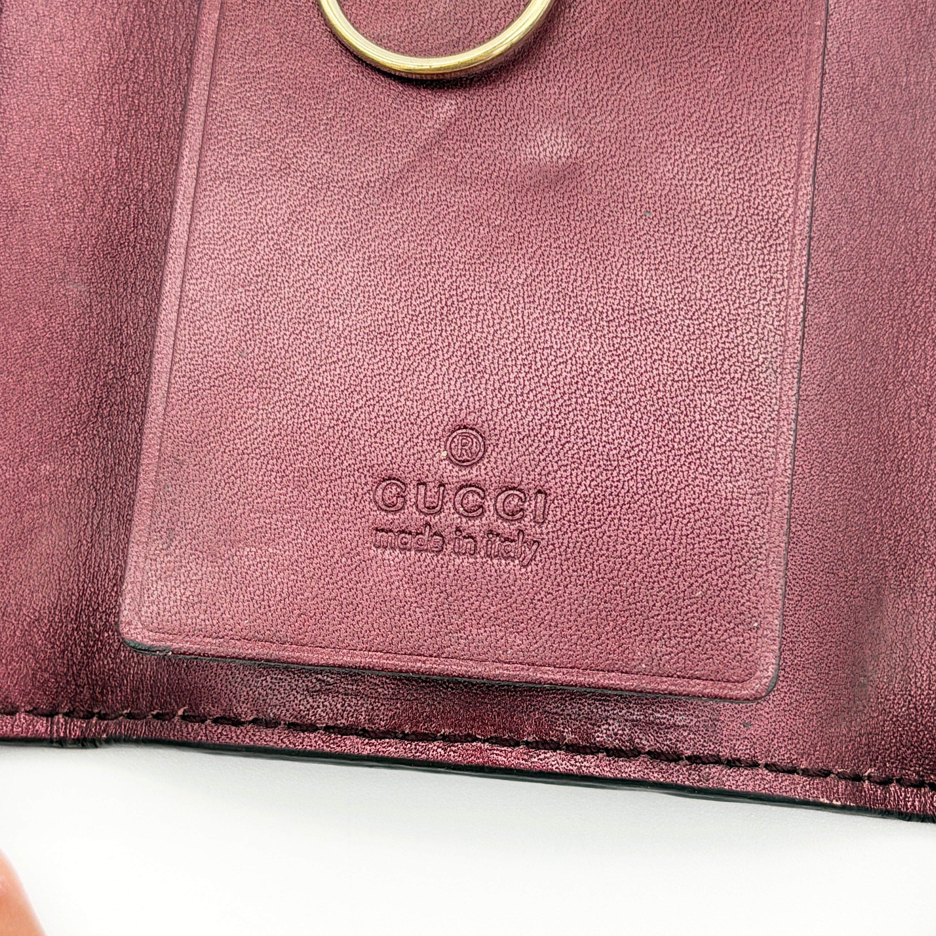Gucci GG Guccissima Lovely Heart Key Case Burgundy