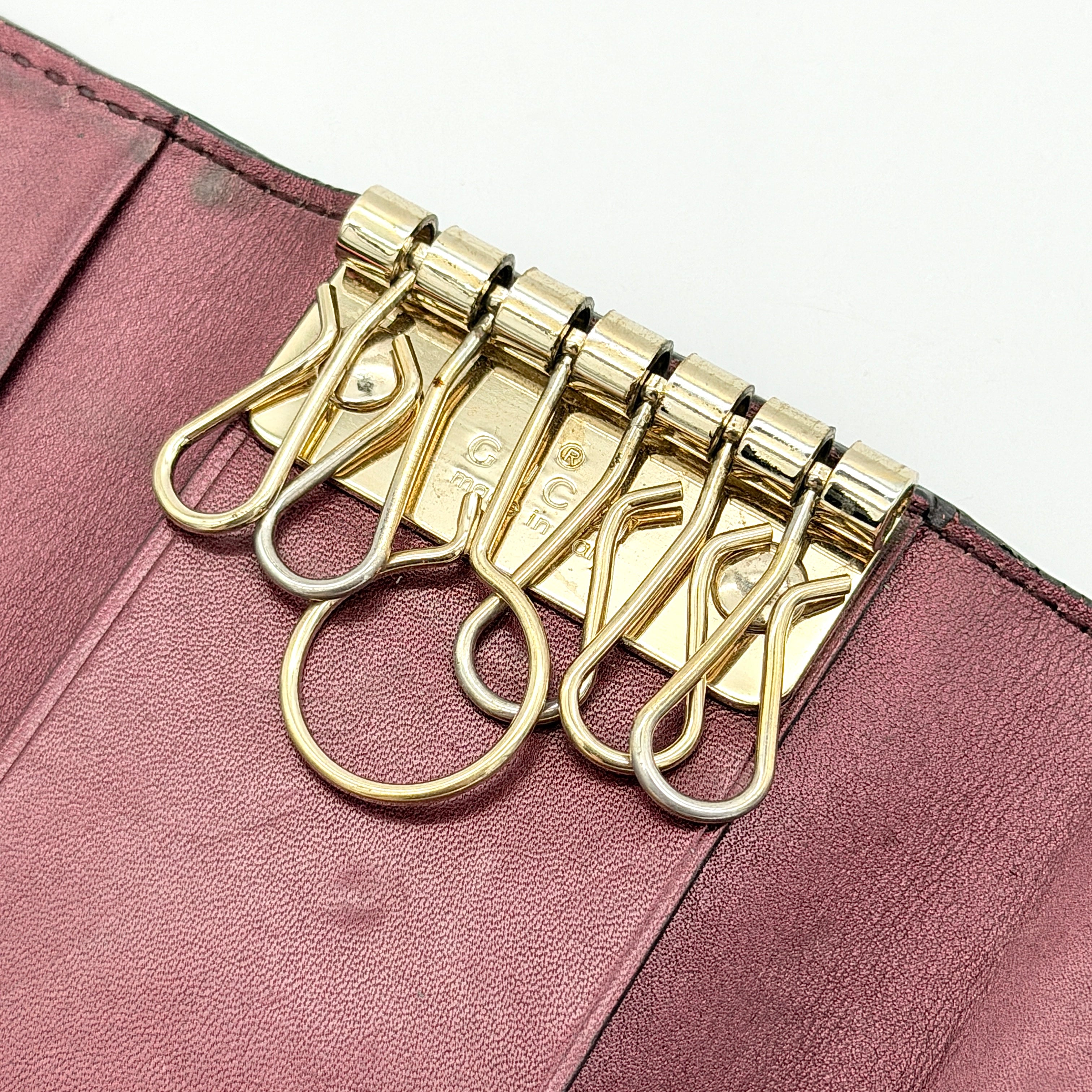 Gucci GG Guccissima Lovely Heart Key Case Burgundy