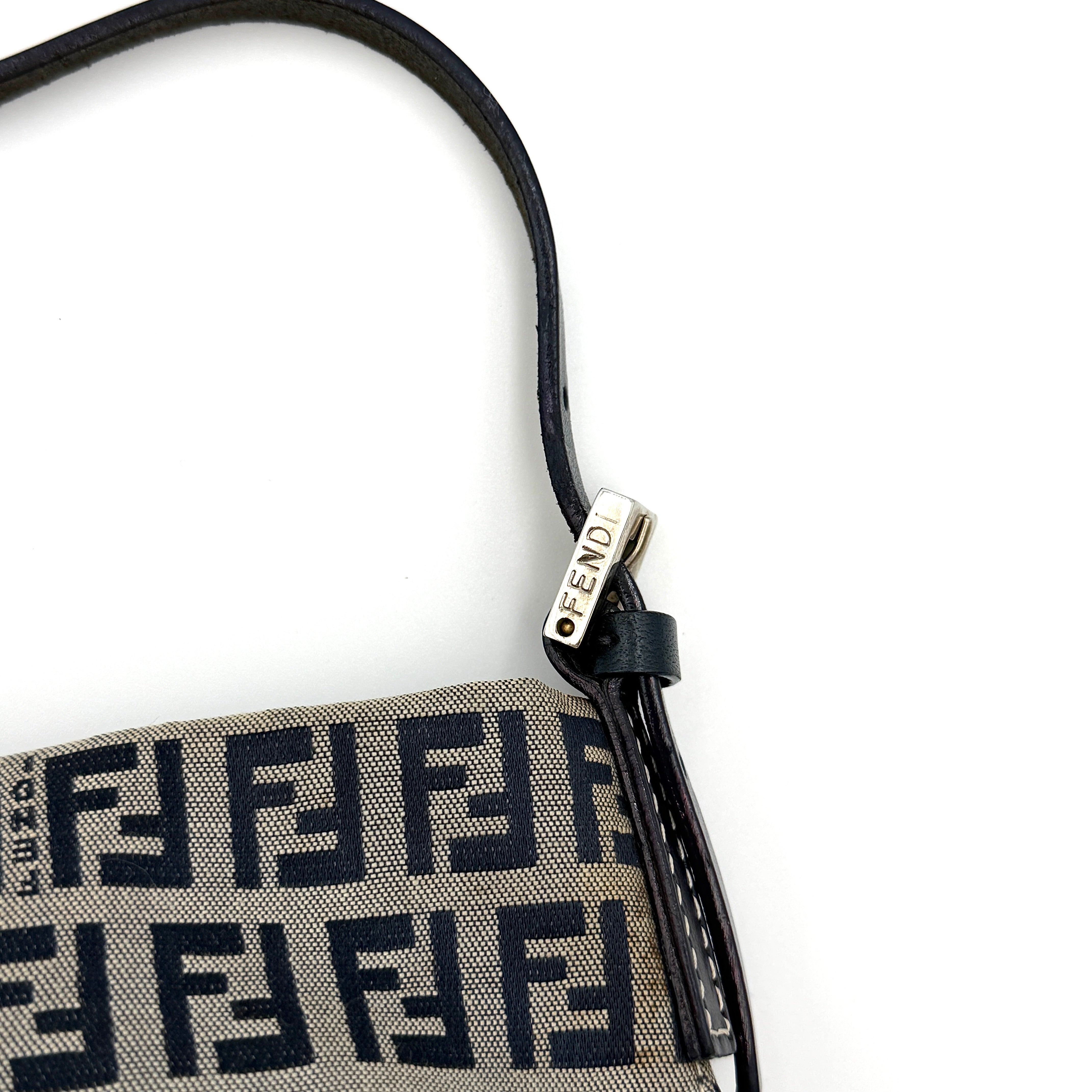 Fendi FF Zucca Boat Pochette Shoulder Bag Grey/Black