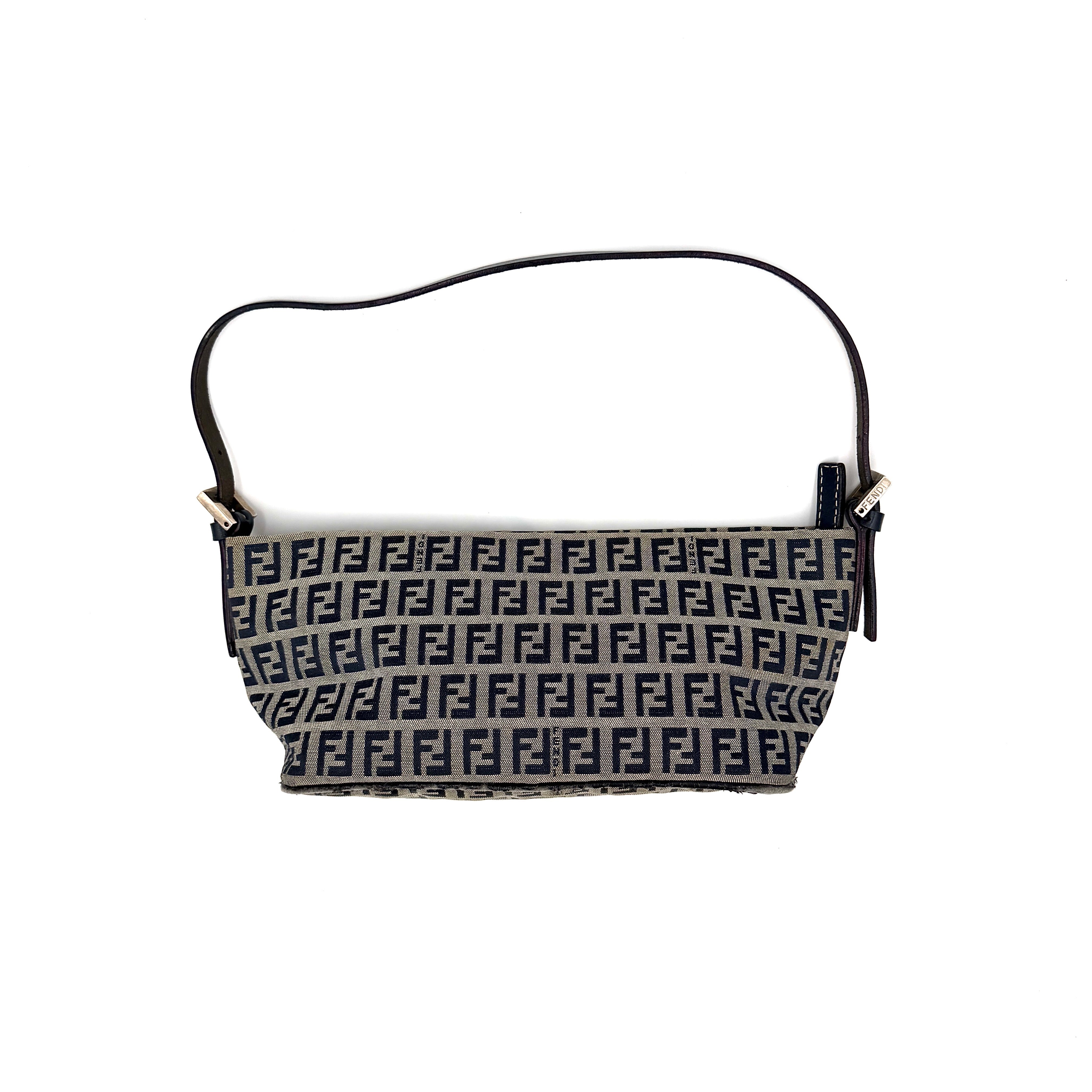 Fendi FF Zucca Boat Pochette Shoulder Bag Grey/Black