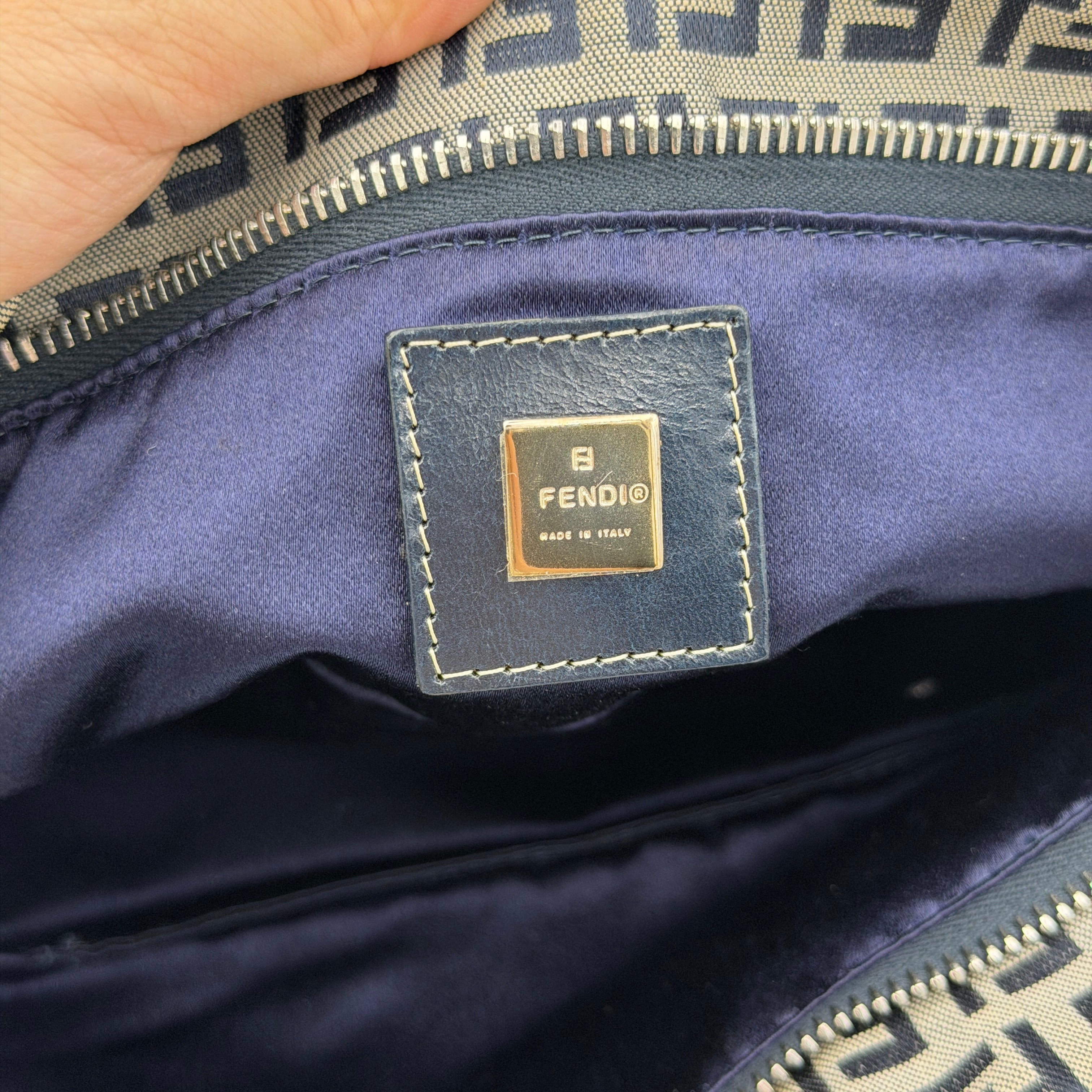 Fendi FF Zucca Boat Pochette Shoulder Bag Grey/Black