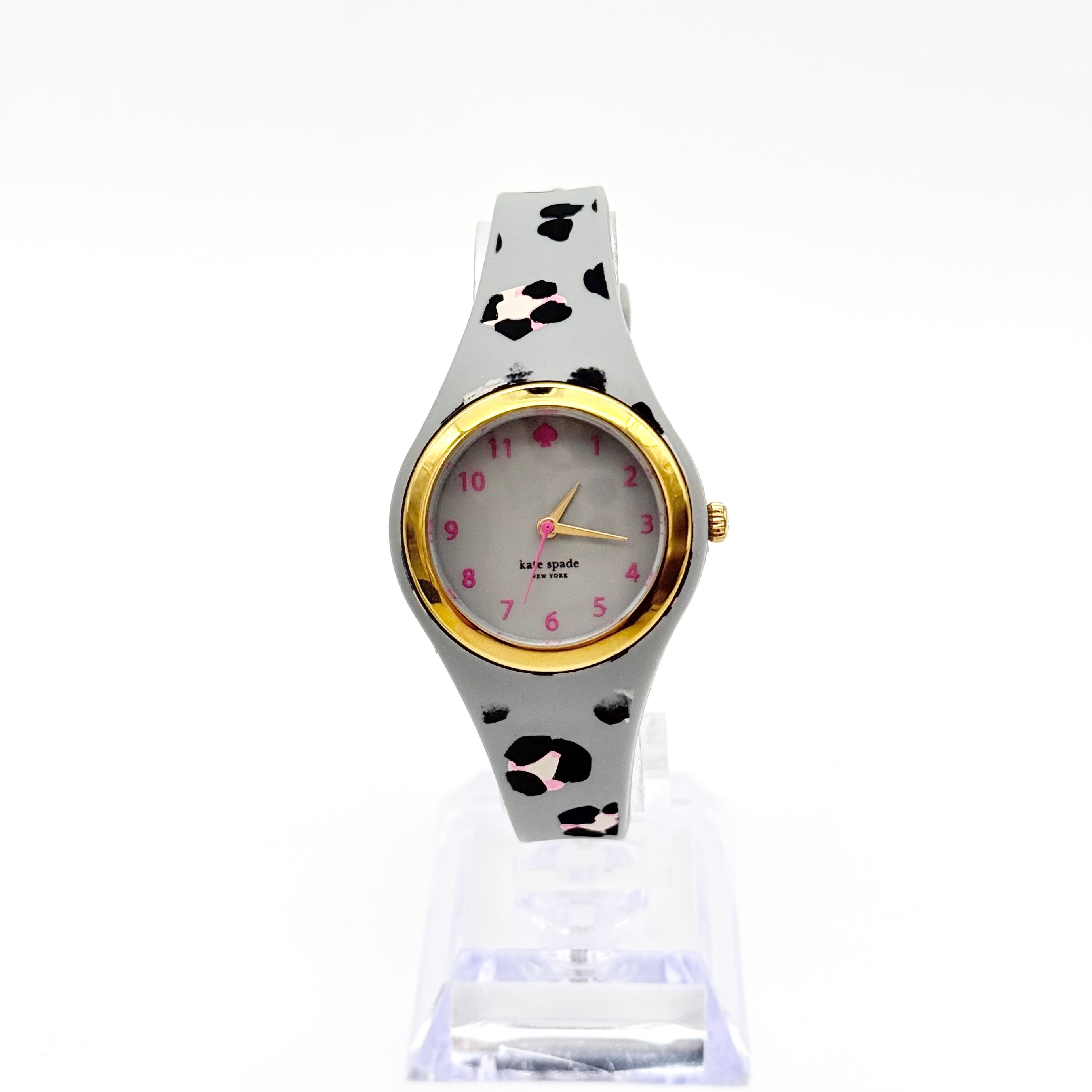 Kate Spade Rumsey Leopard Silicone Gold Tone Watch Grey