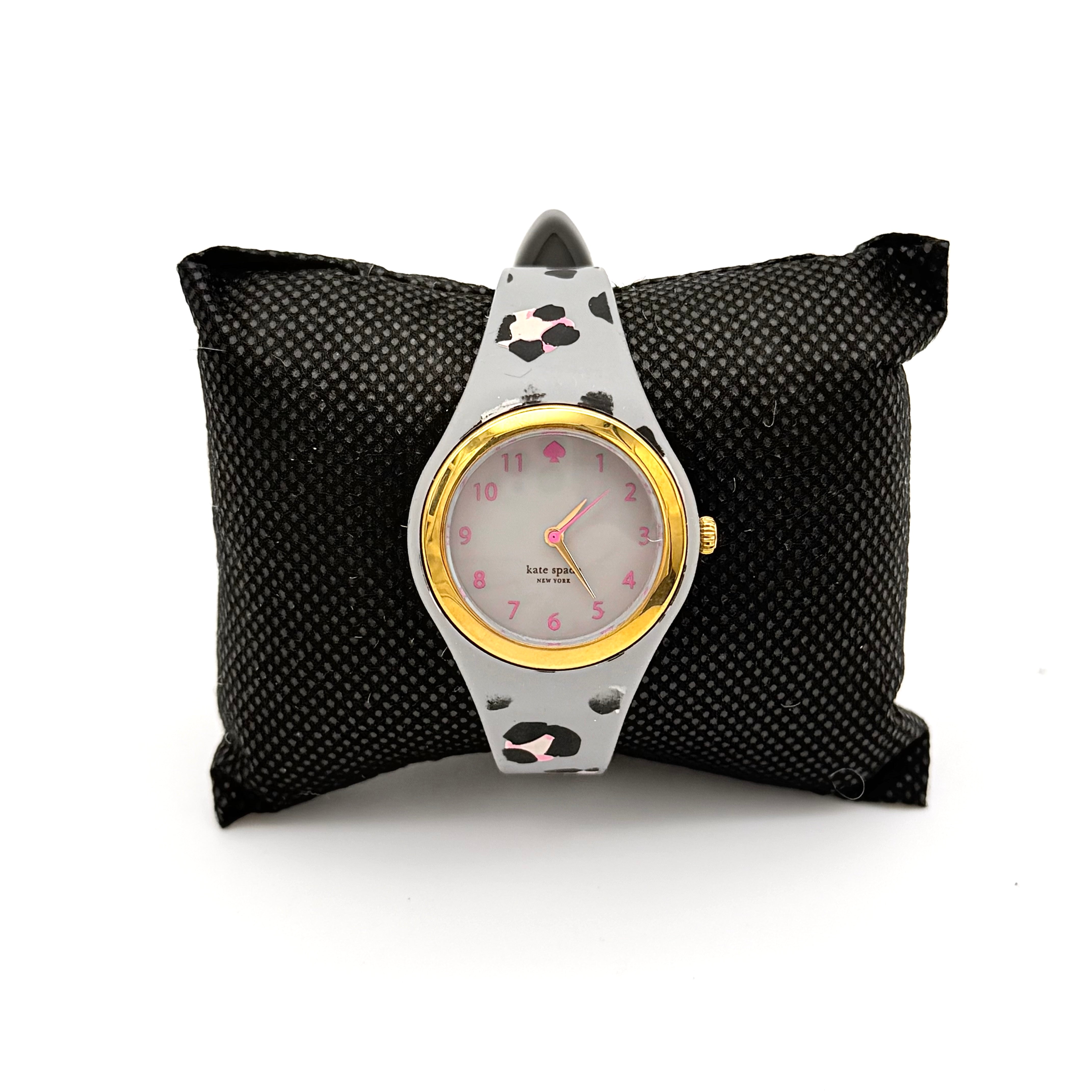 Kate Spade Rumsey Leopard Silicone Gold Tone Watch Grey