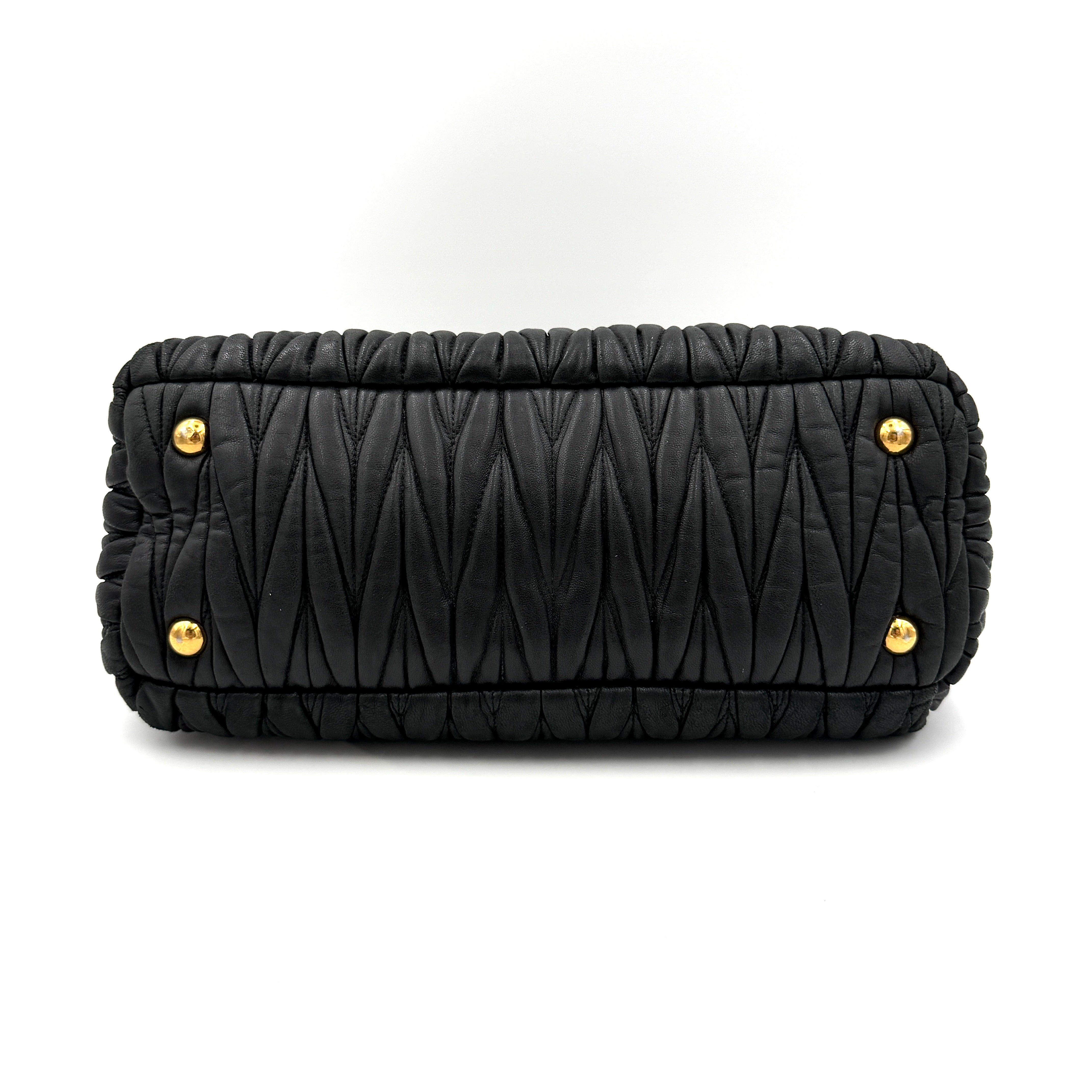 Miu Miu 2Way Matelasse Bowler Shoulder Bag Black