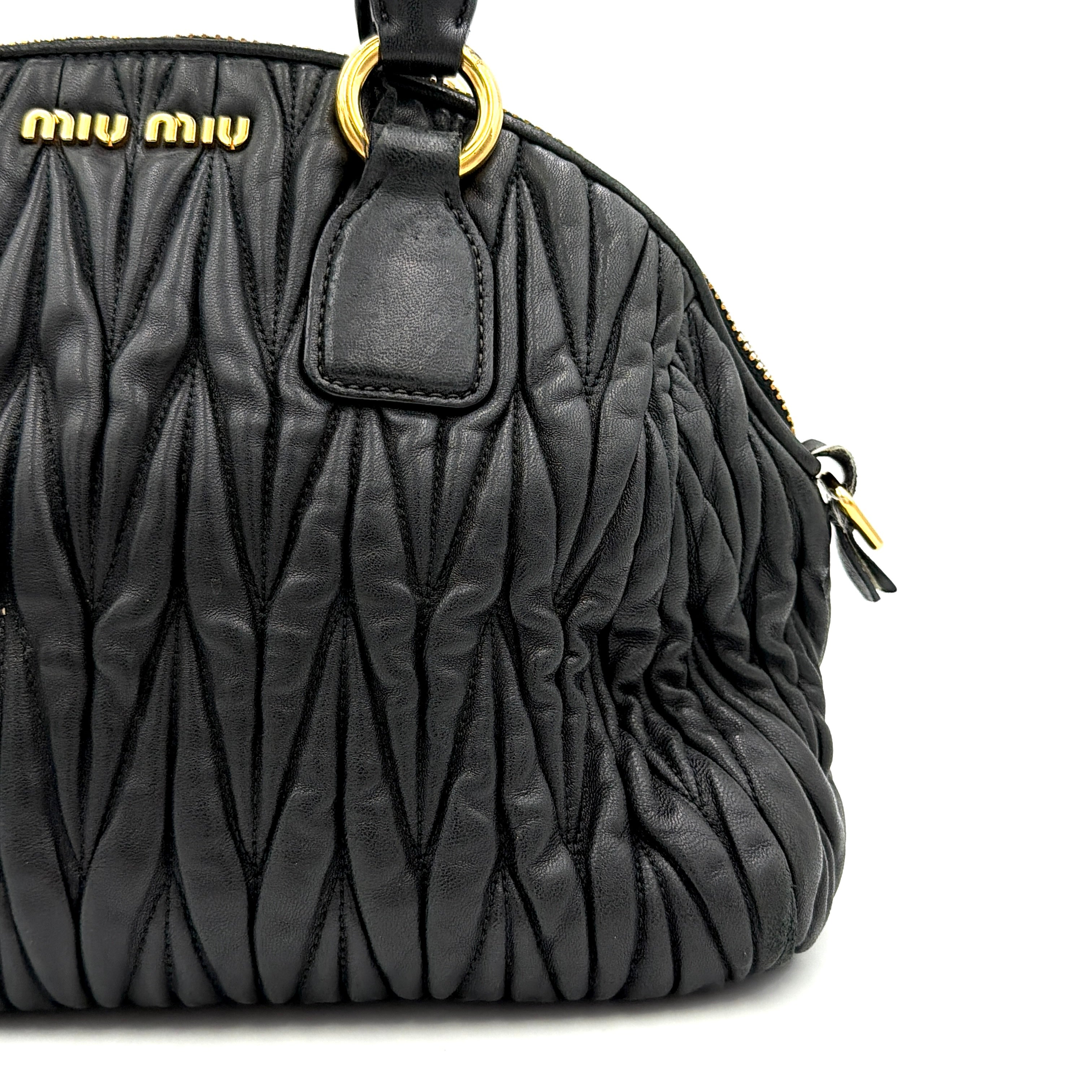 Miu Miu 2Way Matelasse Bowler Shoulder Bag Black