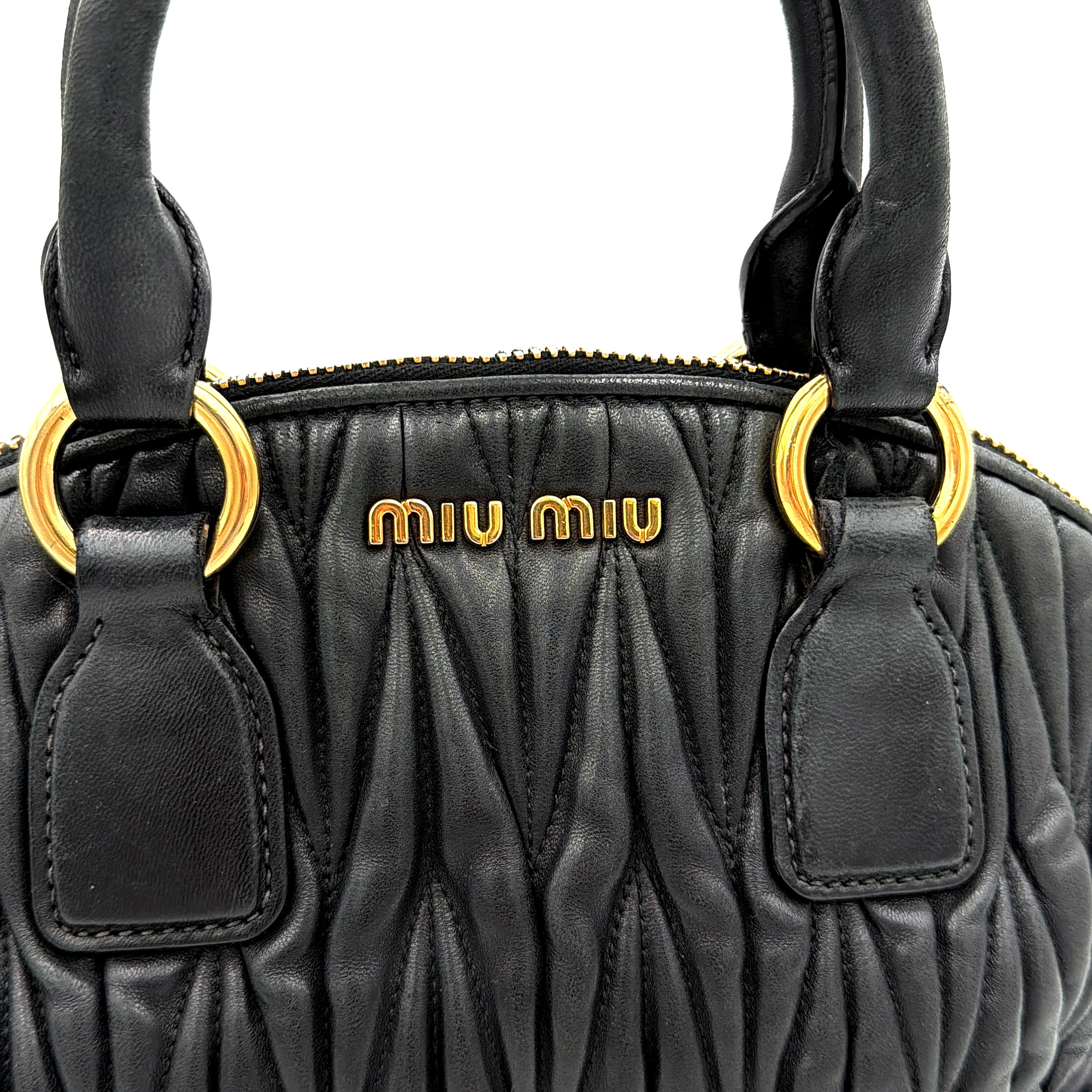 Miu Miu 2Way Matelasse Bowler Shoulder Bag Black