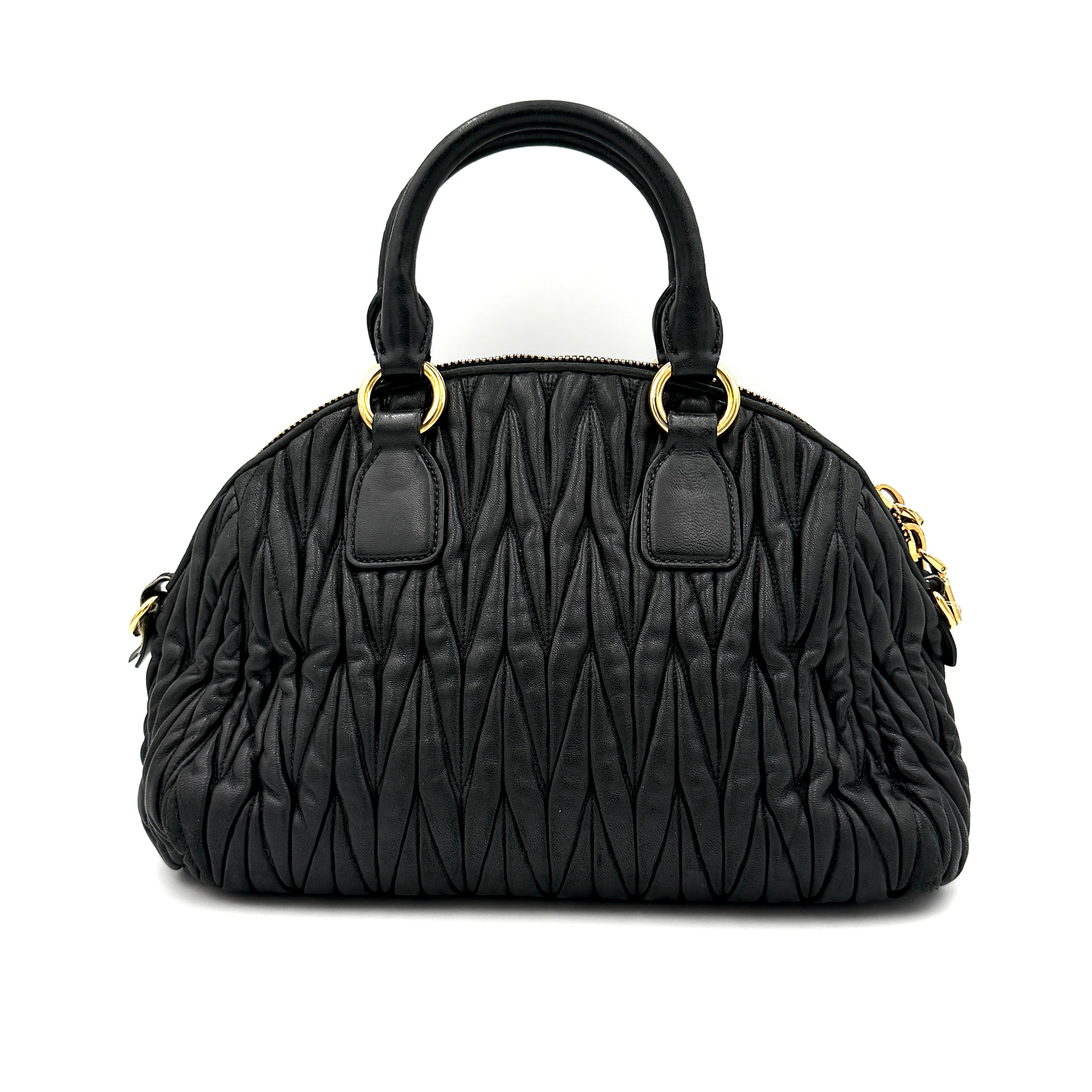 Miu Miu 2Way Matelasse Bowler Shoulder Bag Black