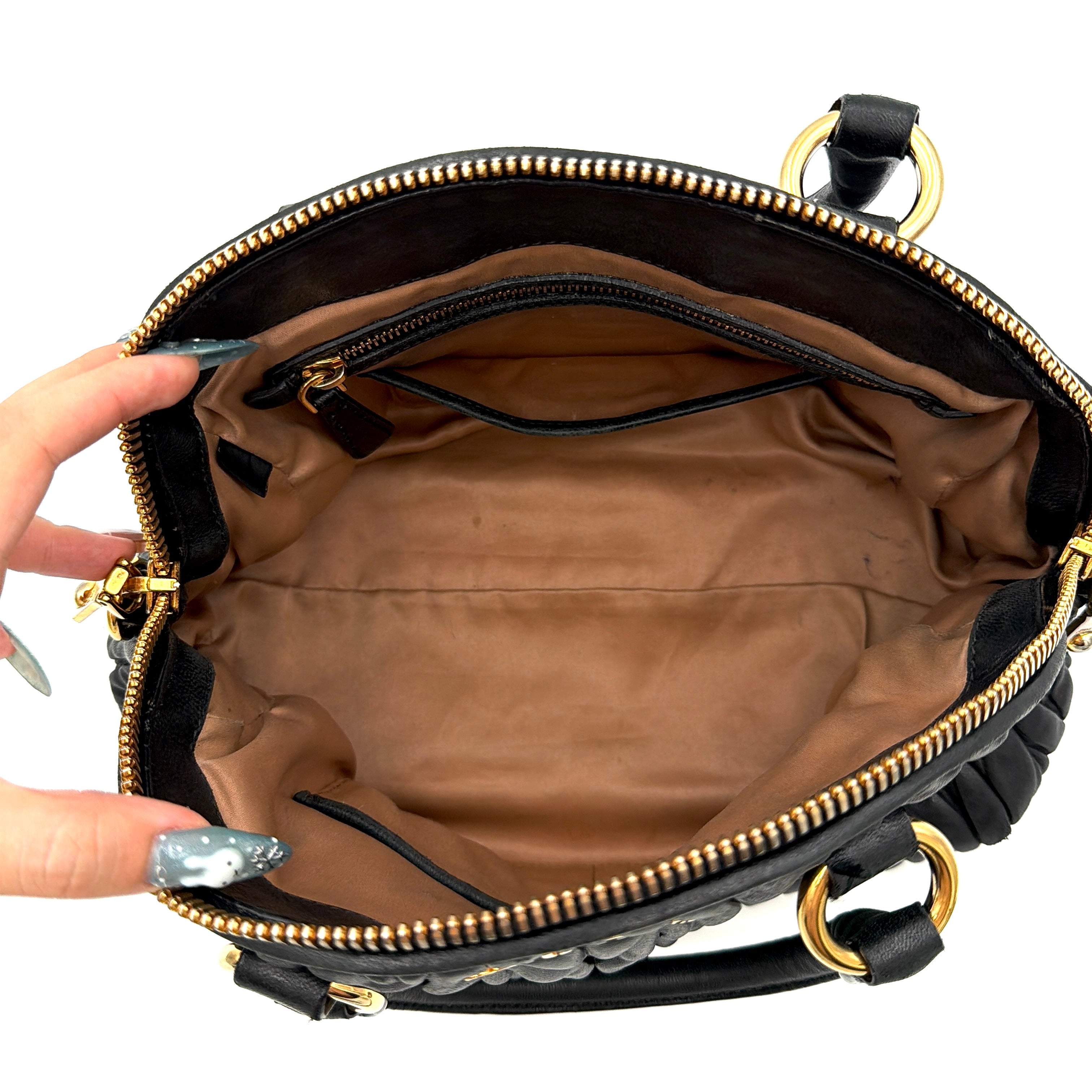 Miu Miu 2Way Matelasse Bowler Shoulder Bag Black