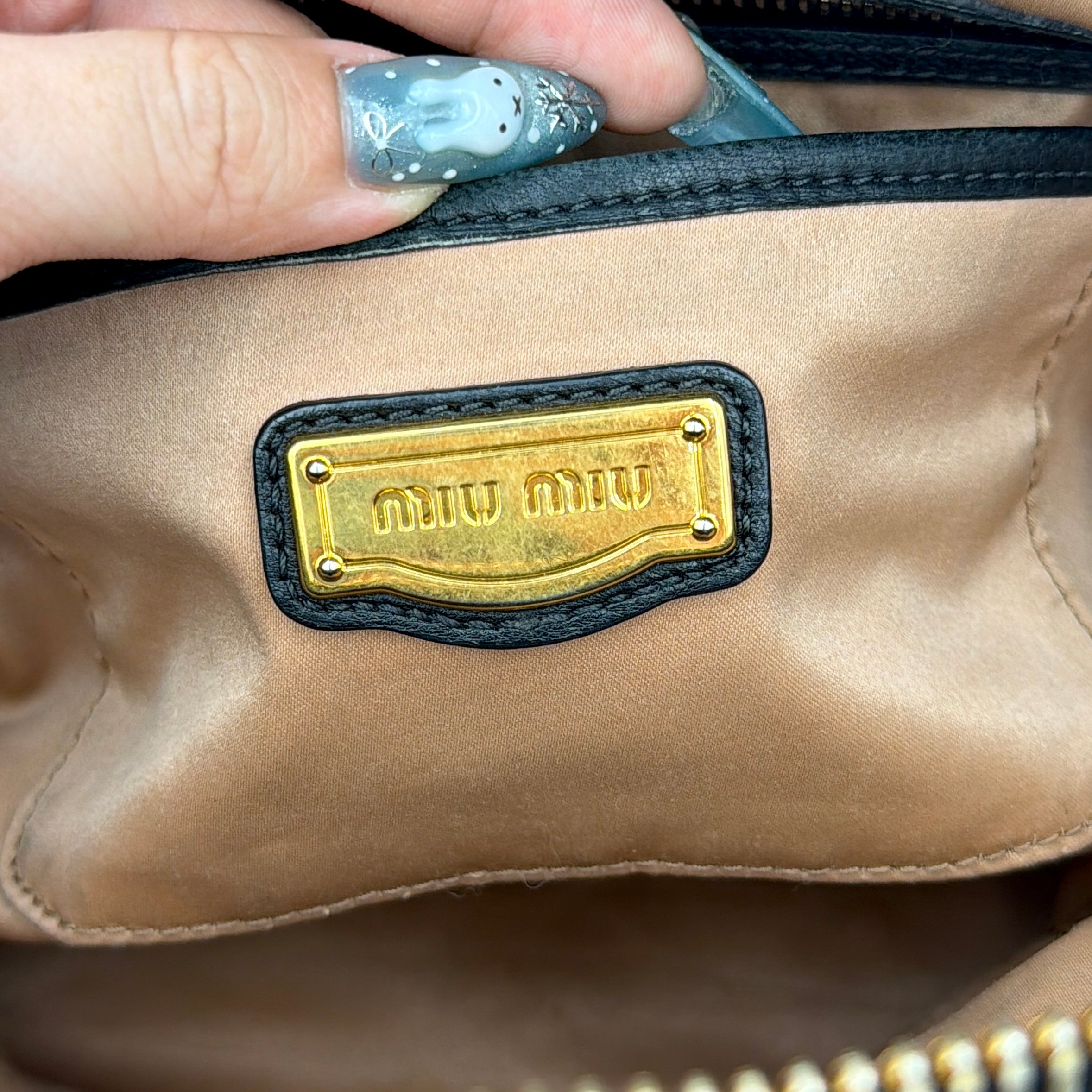 Miu Miu 2Way Matelasse Bowler Shoulder Bag Black