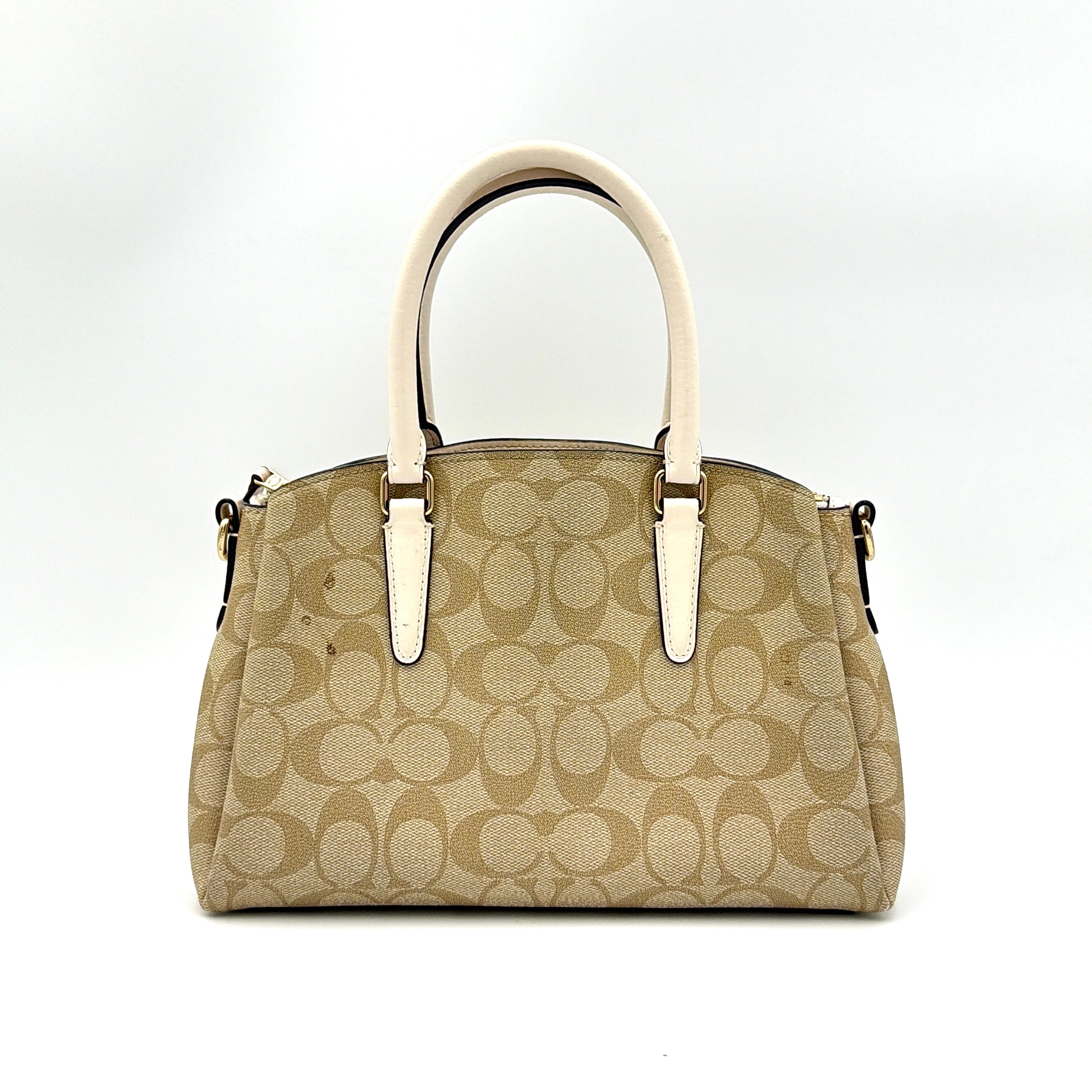 Coach 2Way Mini Sage Carryall Shoulder Bag Beige/White