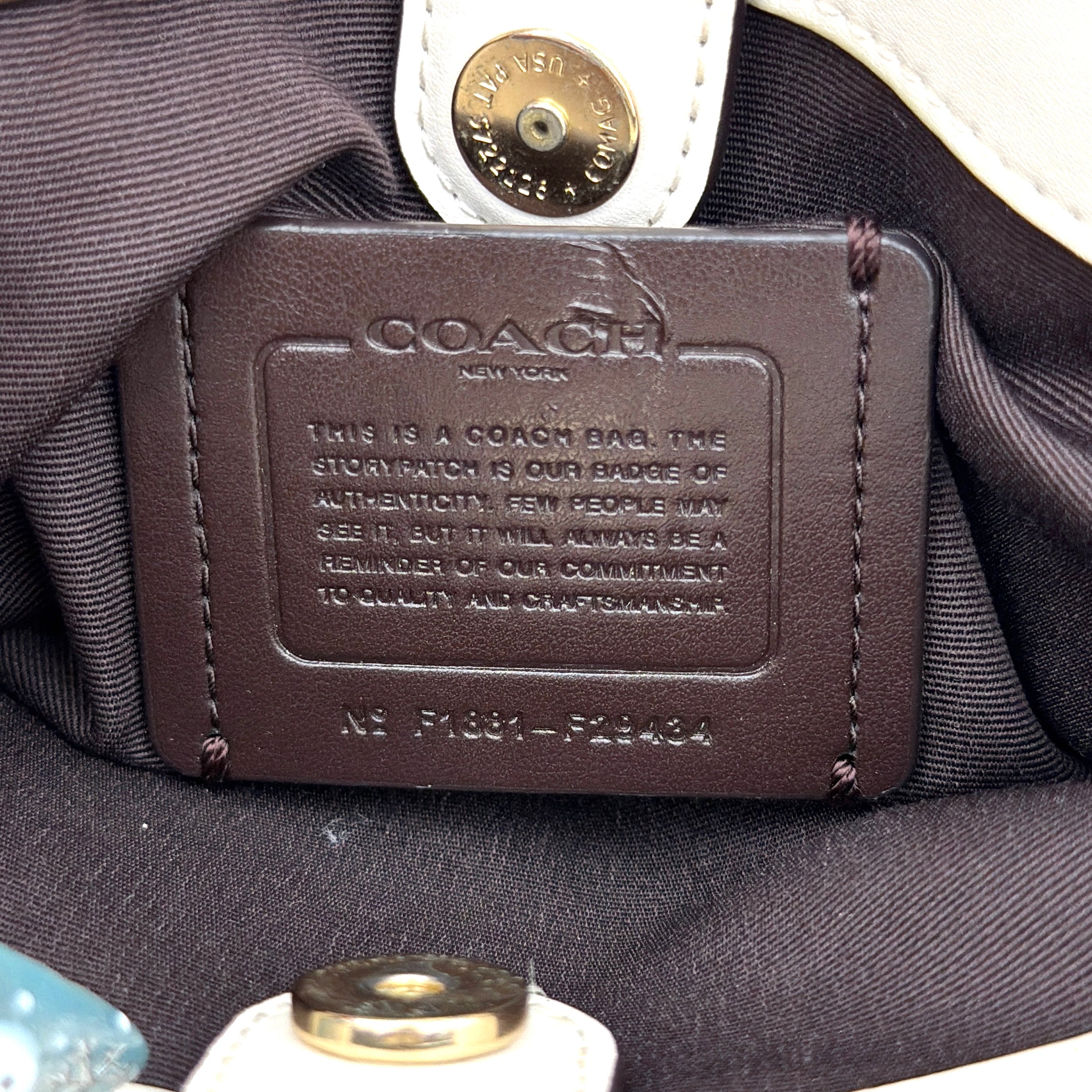 Coach 2Way Mini Sage Carryall Shoulder Bag Beige/White