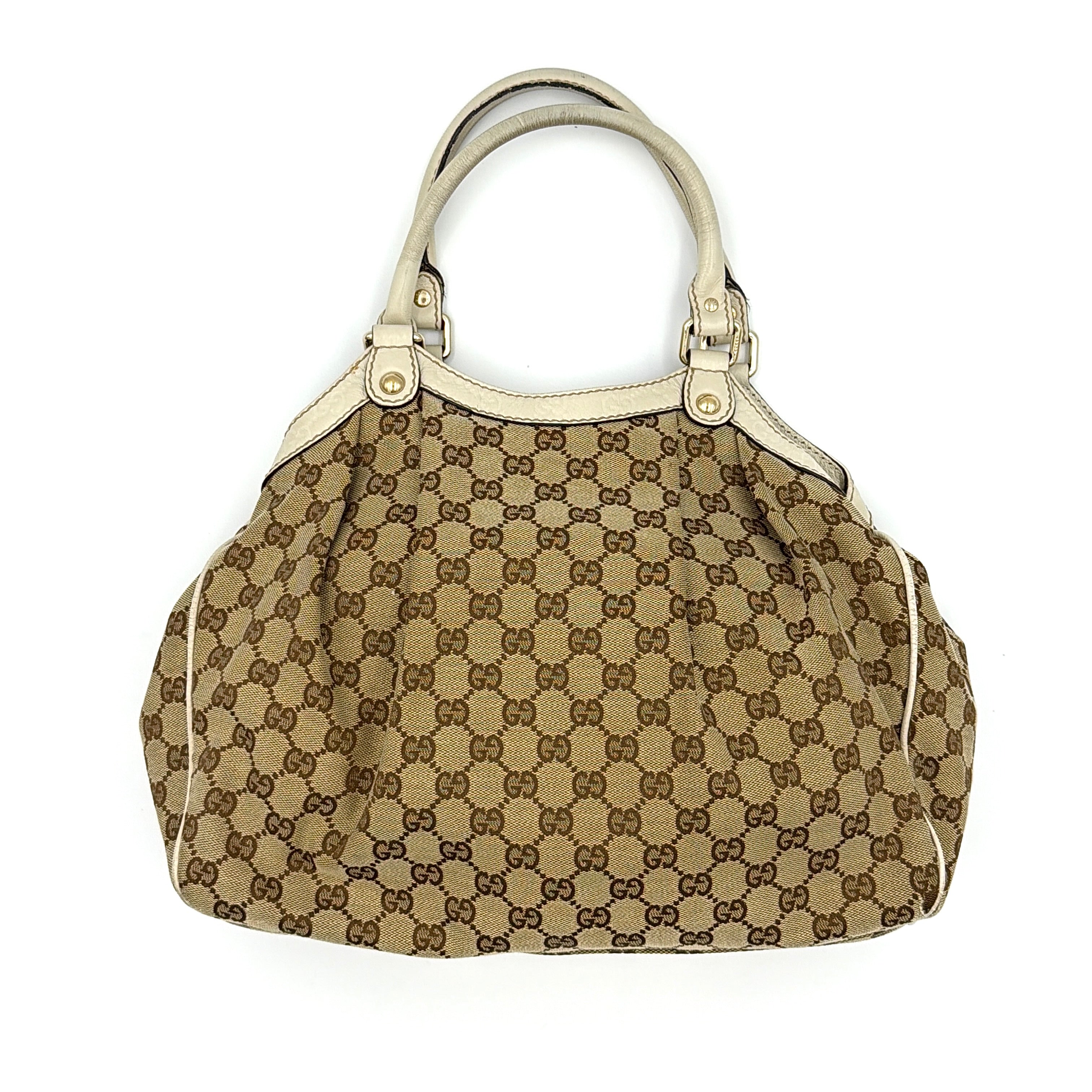 Gucci GG Monogram Sukey Shoulder Bag Beige/White