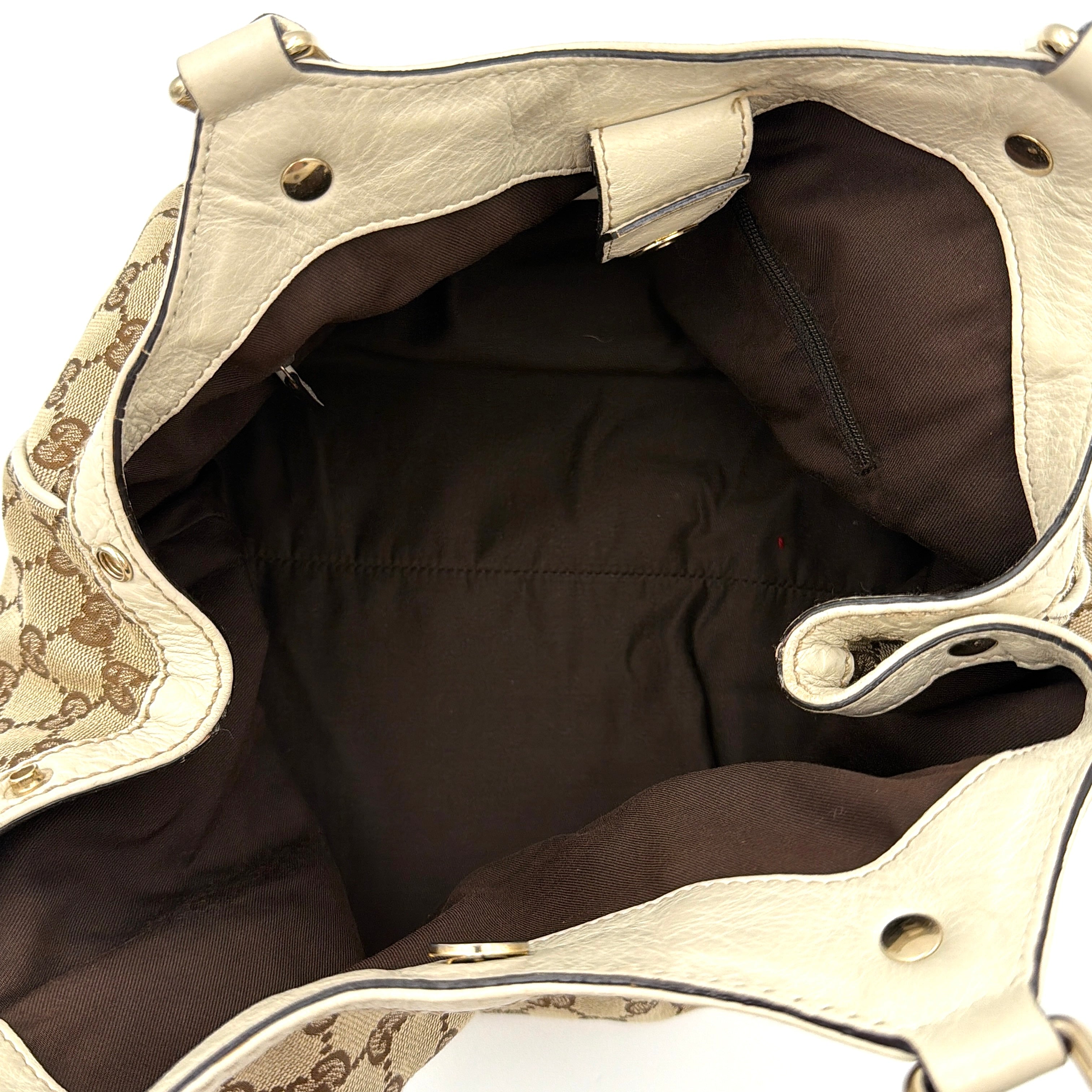 Gucci GG Monogram Sukey Shoulder Bag Beige/White