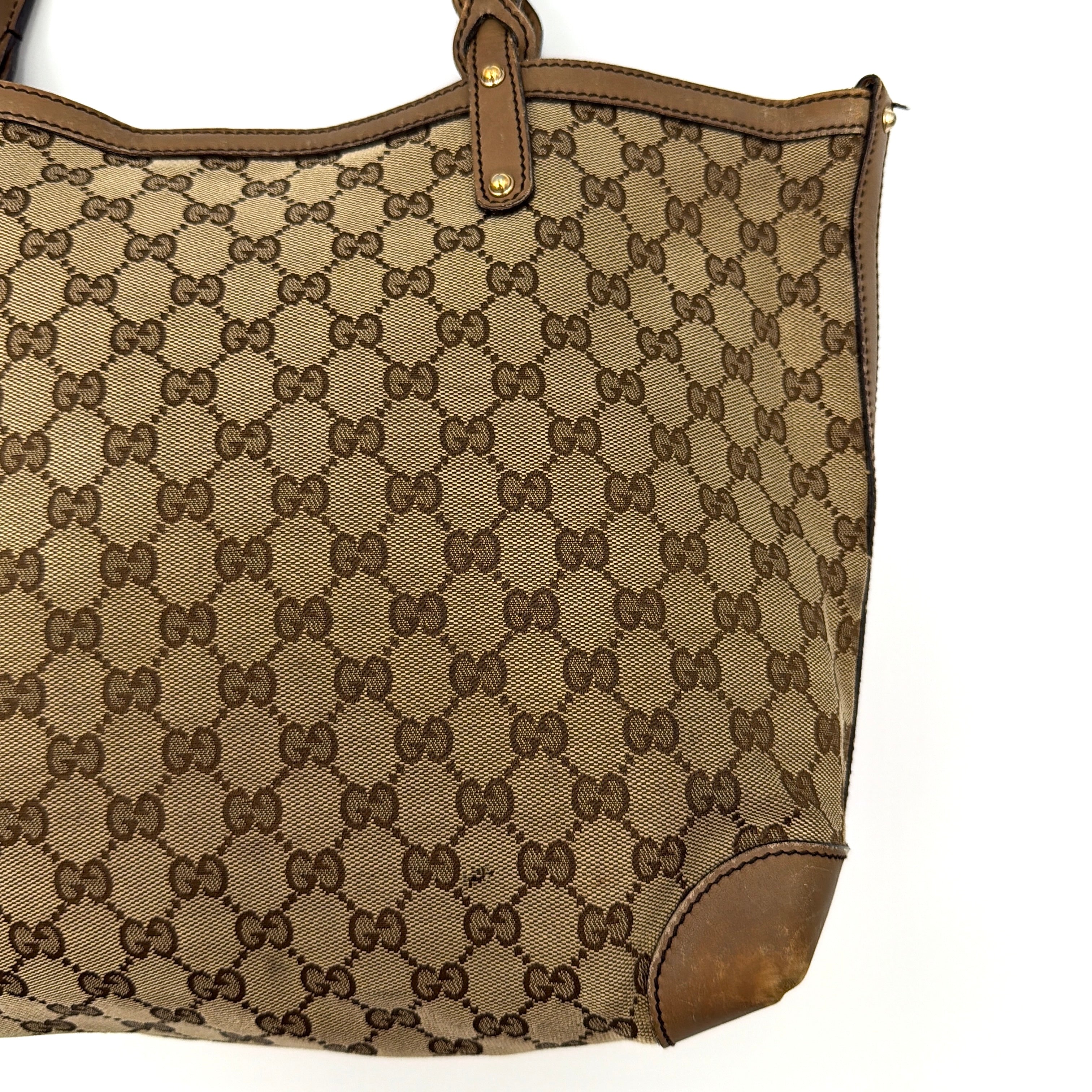 Gucci GG Monogram Craft Shoulder Bag Beige/Brown