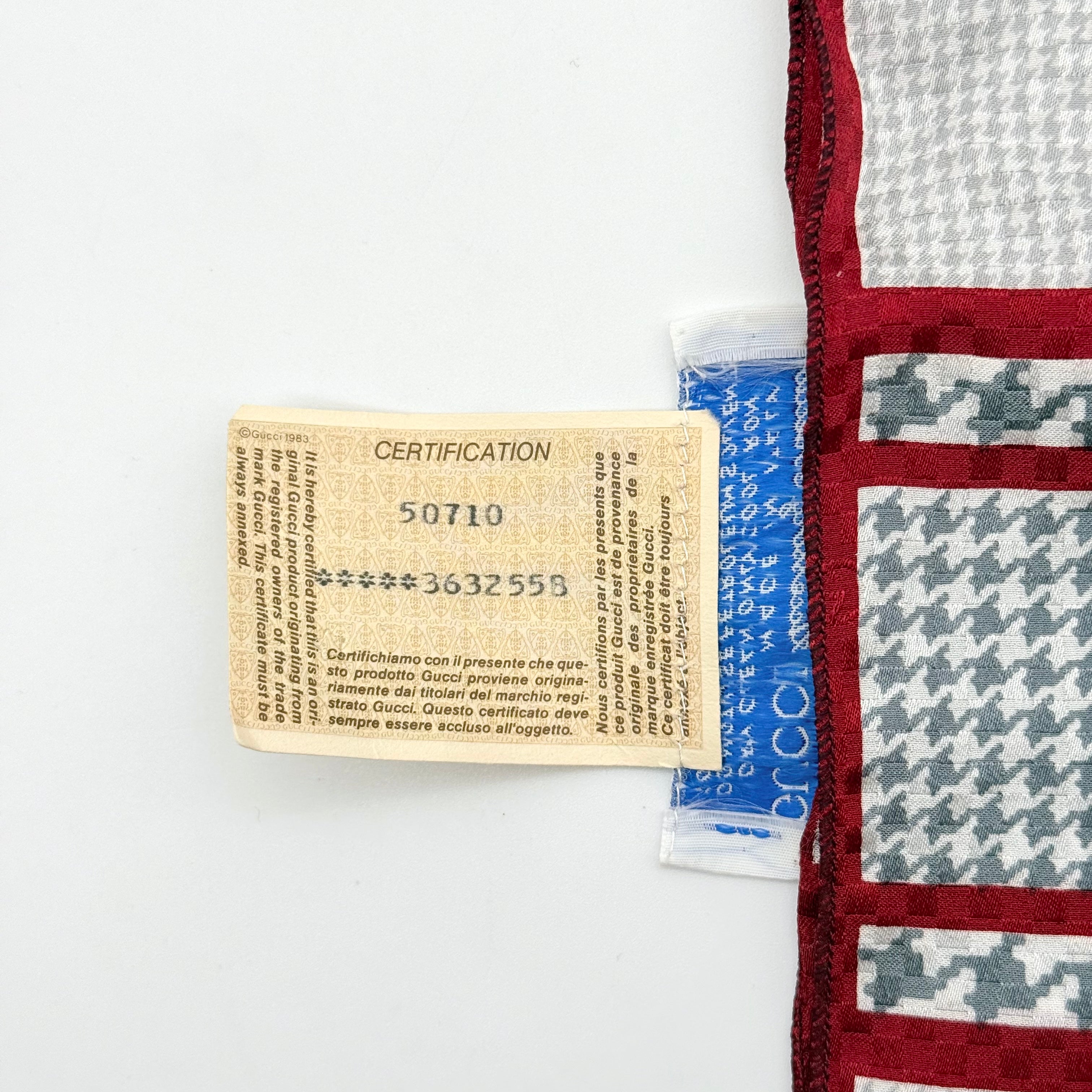 Gucci Houndstooth Silk Scarf Red/Grey