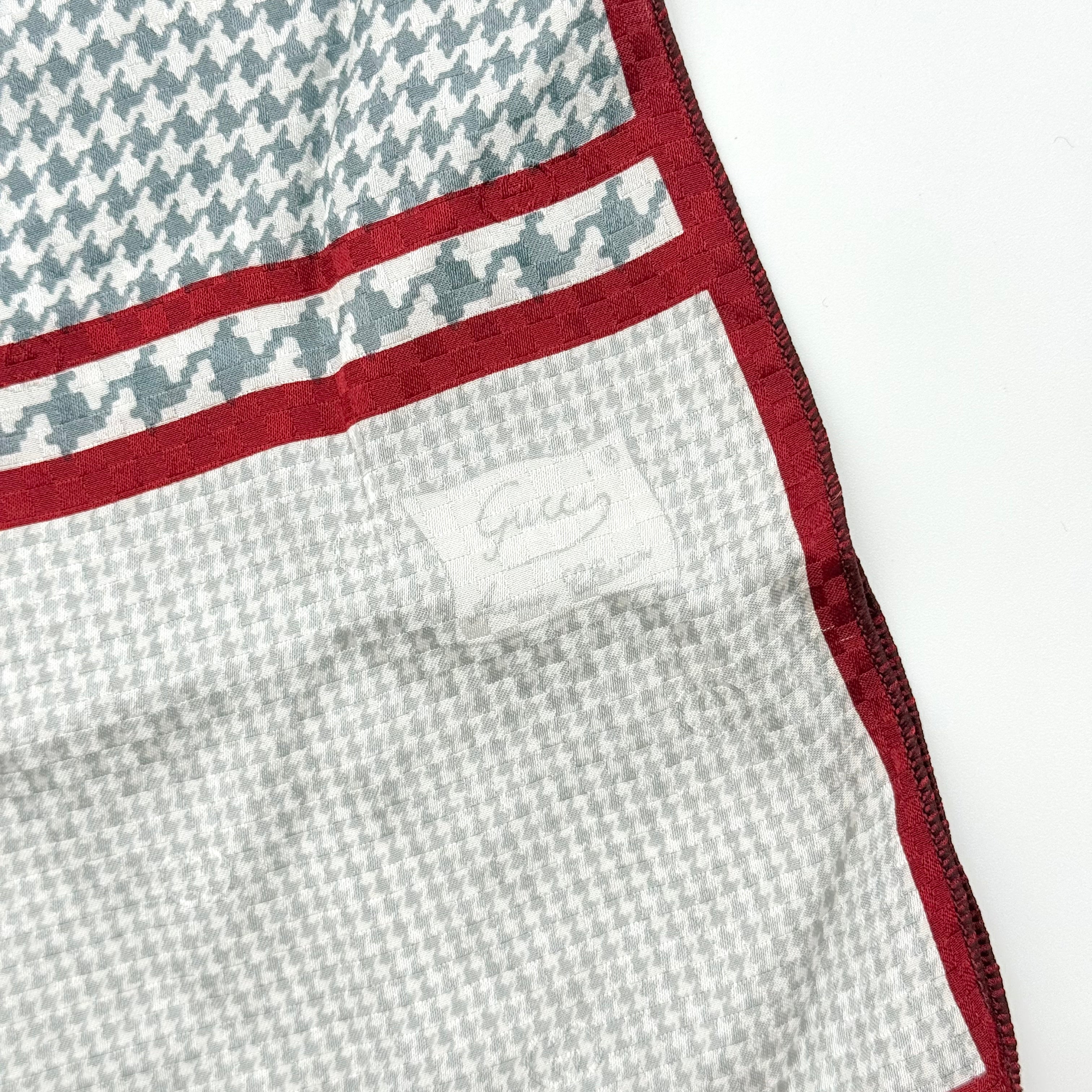Gucci Houndstooth Silk Scarf Red/Grey