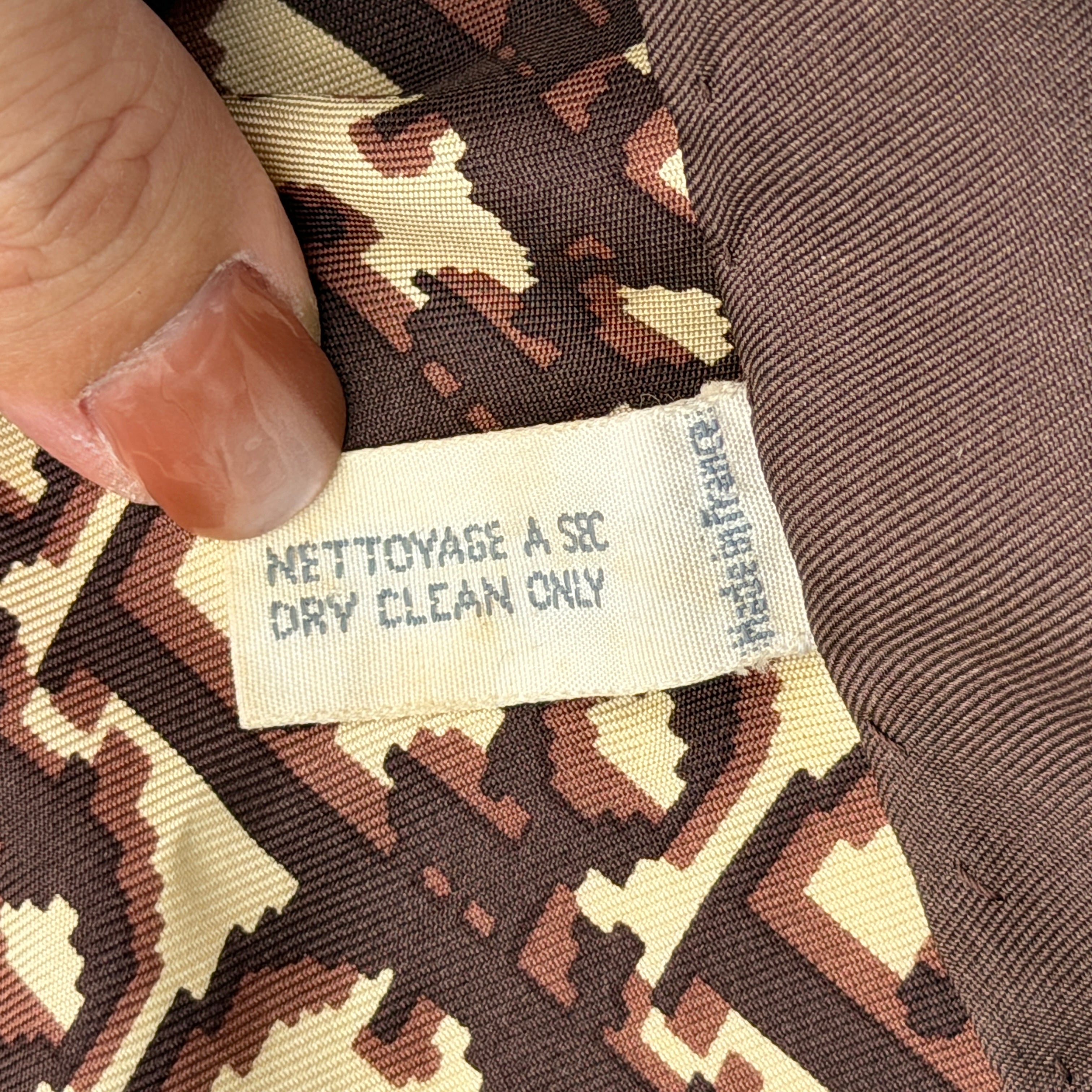 Dior Monogram Silk Scarf in brown and cream with allover Oblique pattern and Christian Dior signature in the corner.