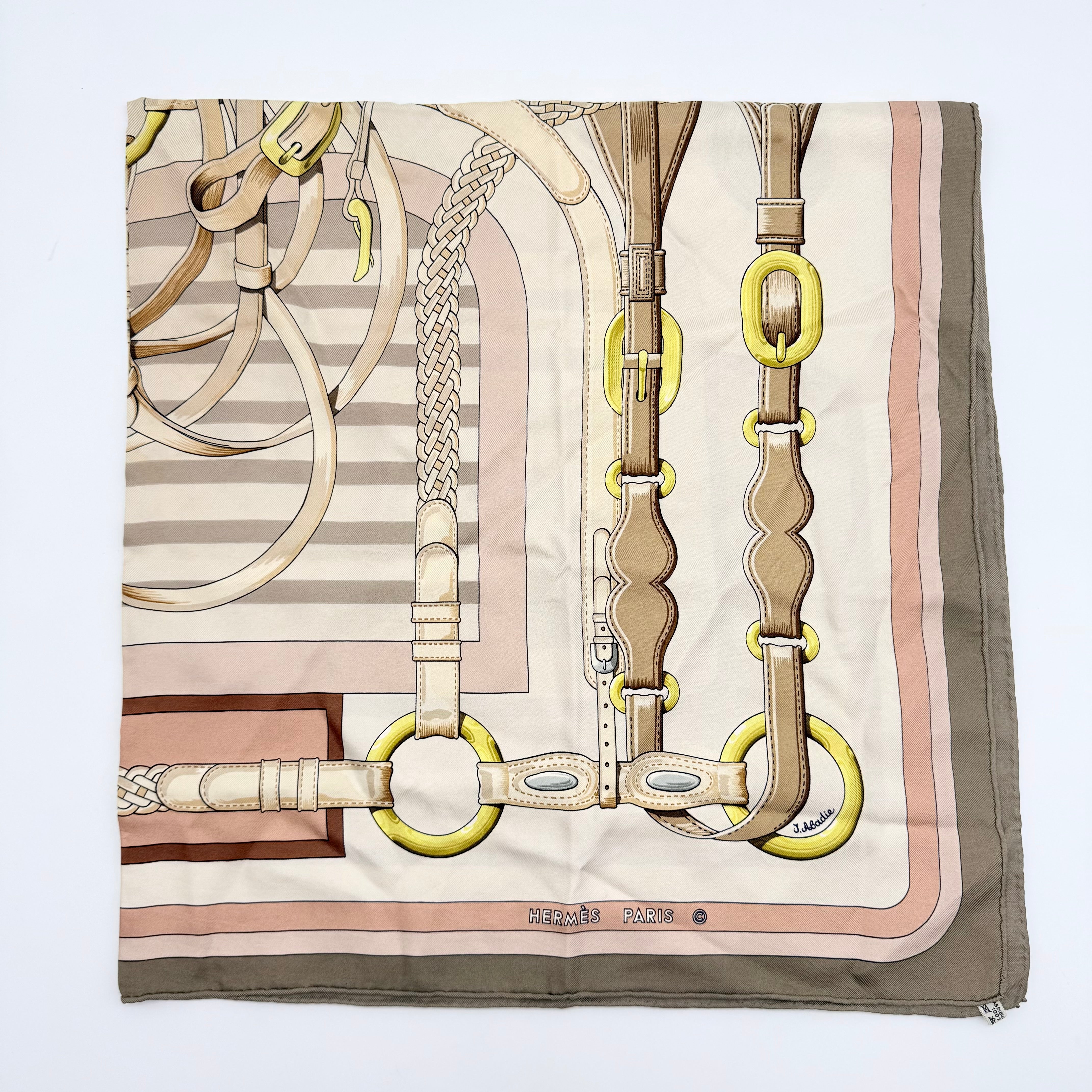 Hermès Coaching Equestrian Silk Scarf Pink/Cream