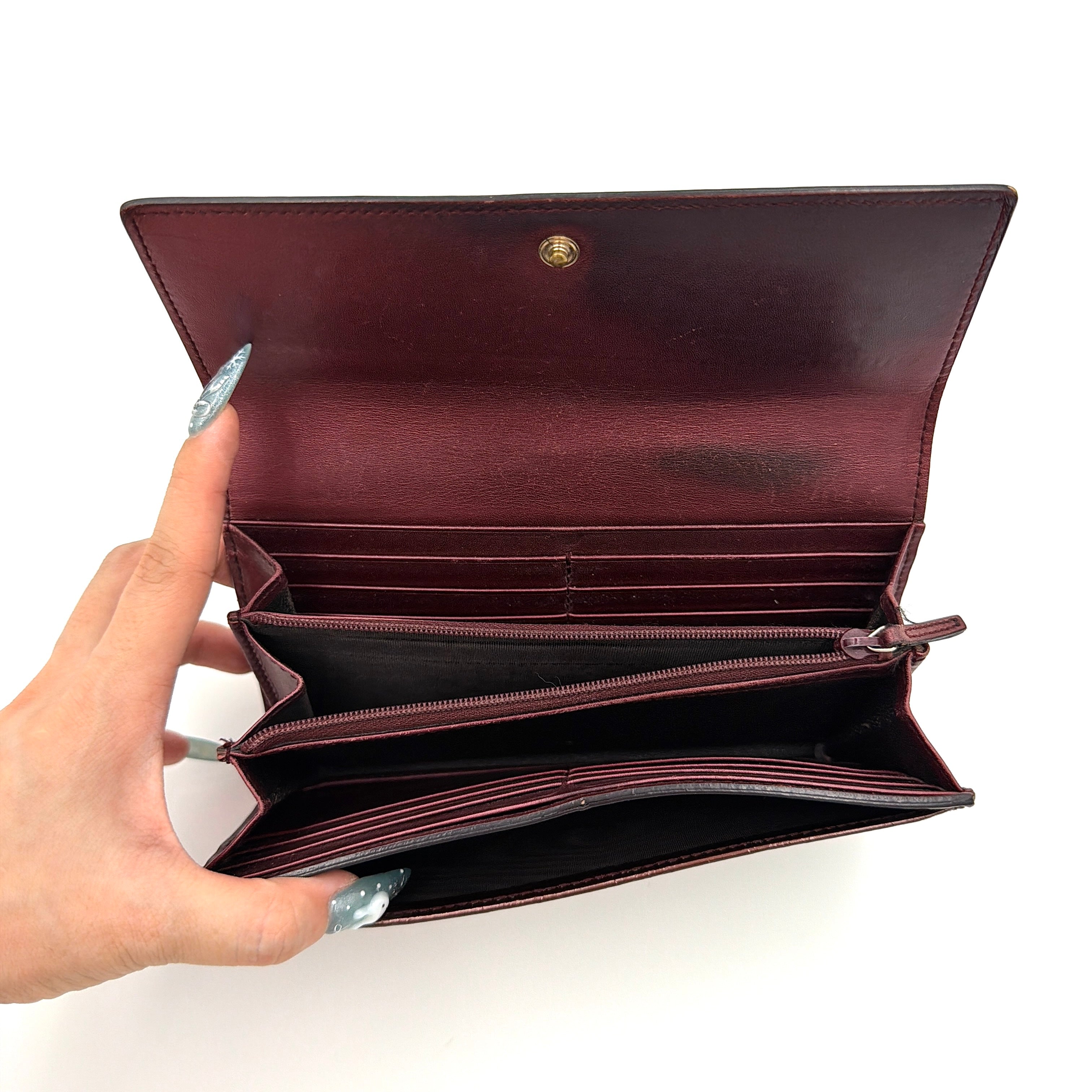 Gucci Monogram Guccissima Heart Continetal Wallet Burgundy