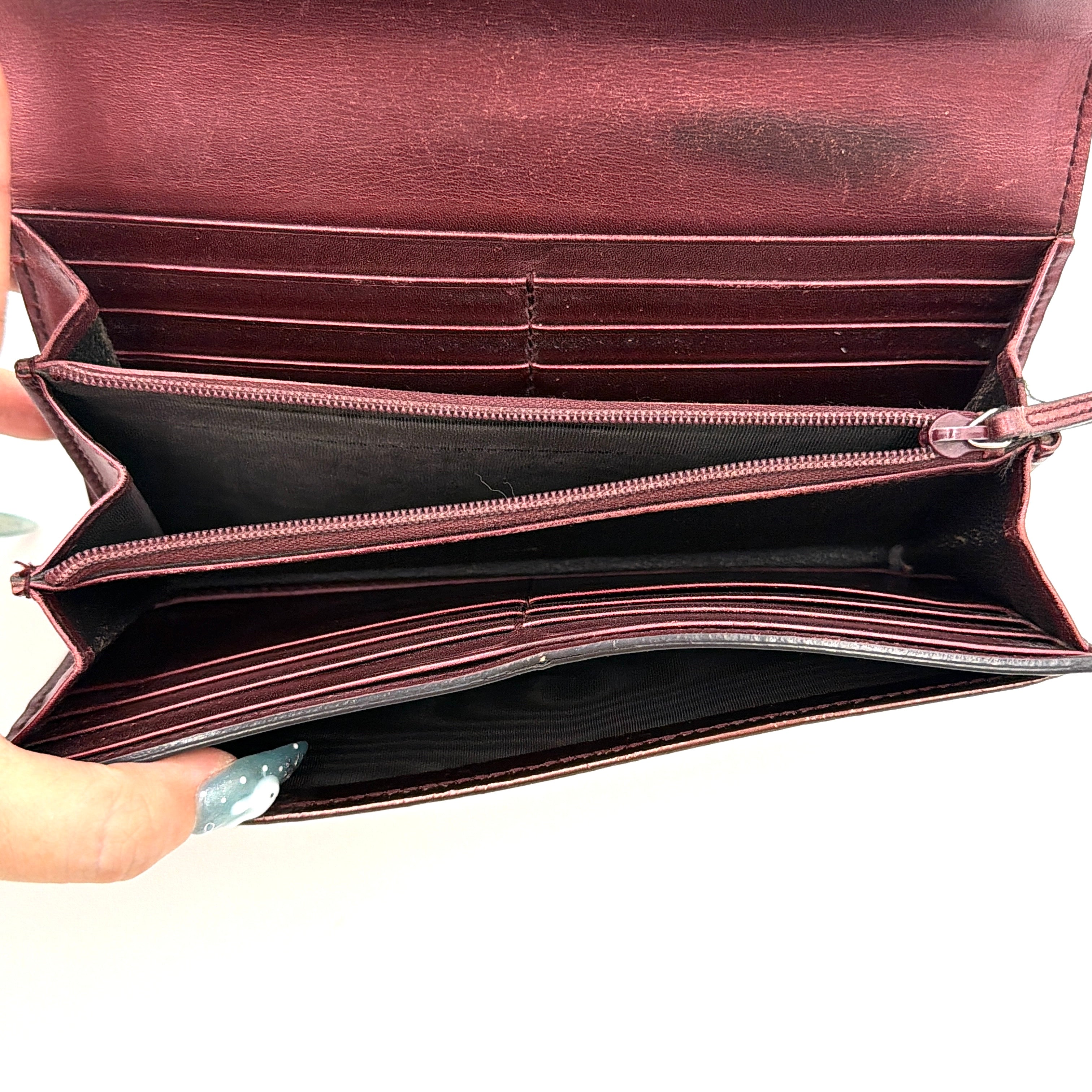 Gucci Monogram Guccissima Heart Continetal Wallet Burgundy