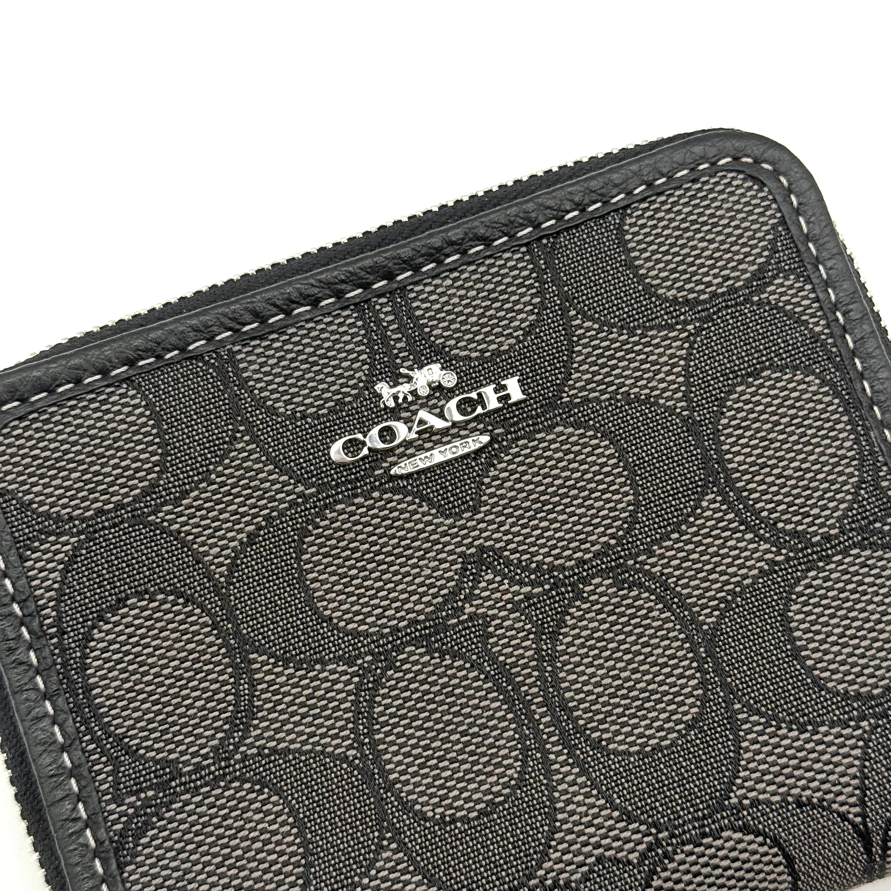 Coach Signature Small Zip Around Wallet Black