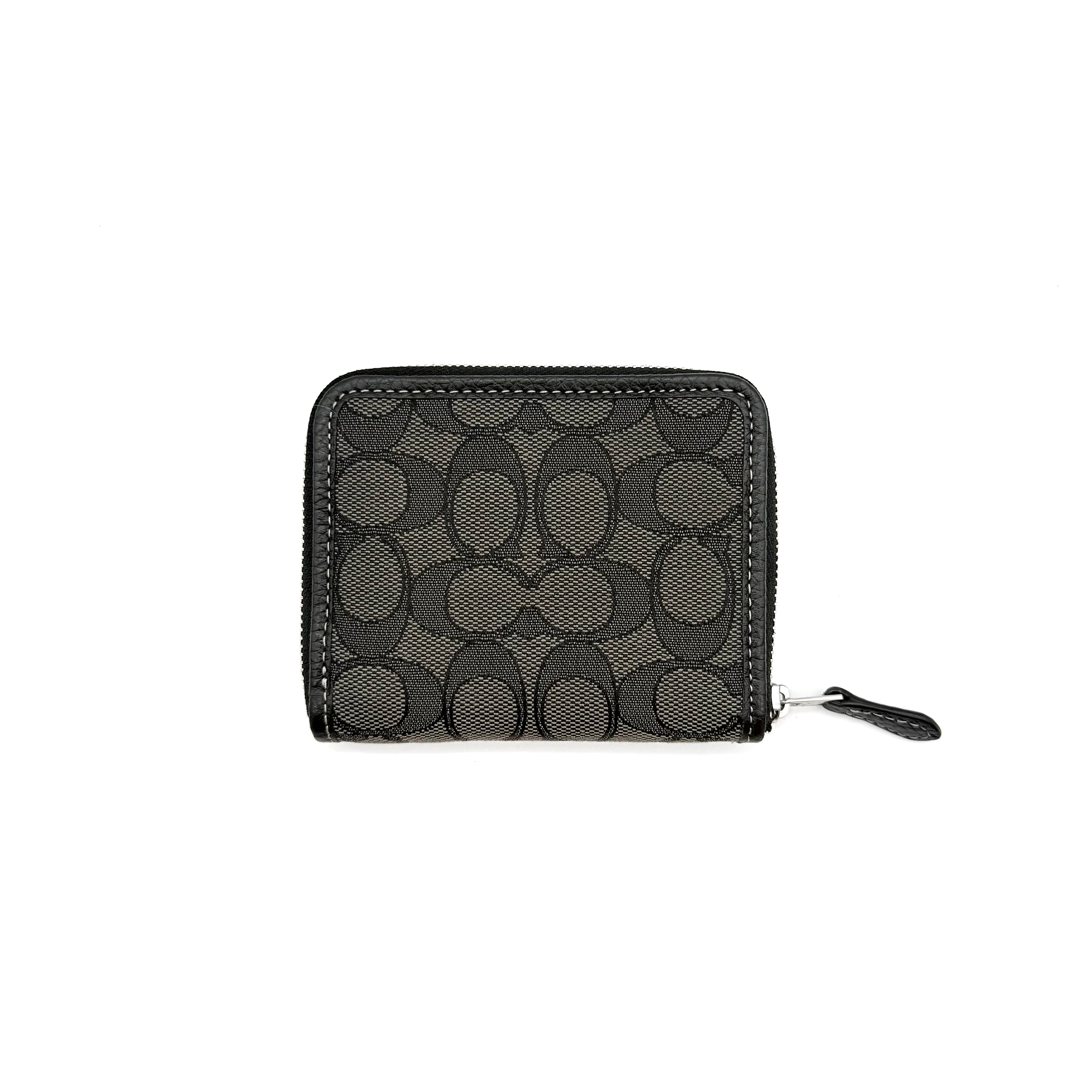 Coach Signature Small Zip Around Wallet Black