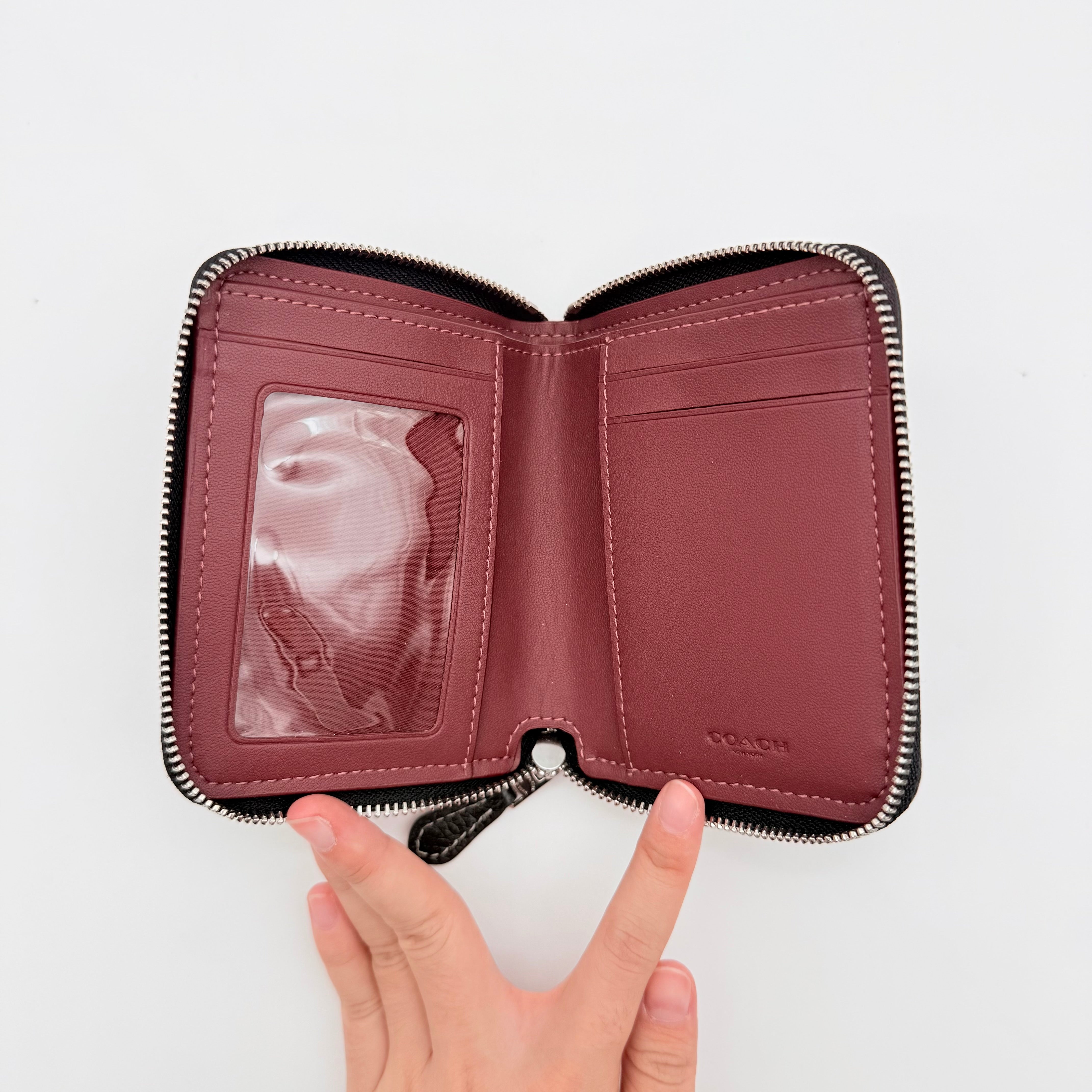 Coach Signature Small Zip Around Wallet Black