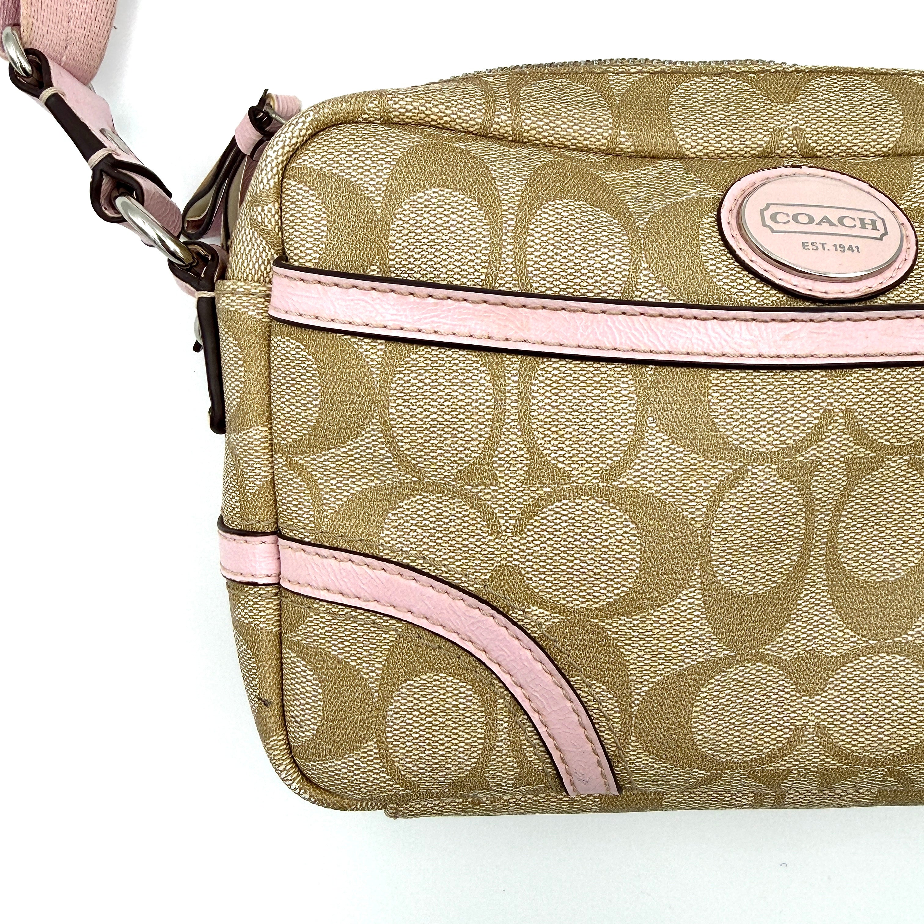 Coach Signature Crossbody Bag Beige/Pink