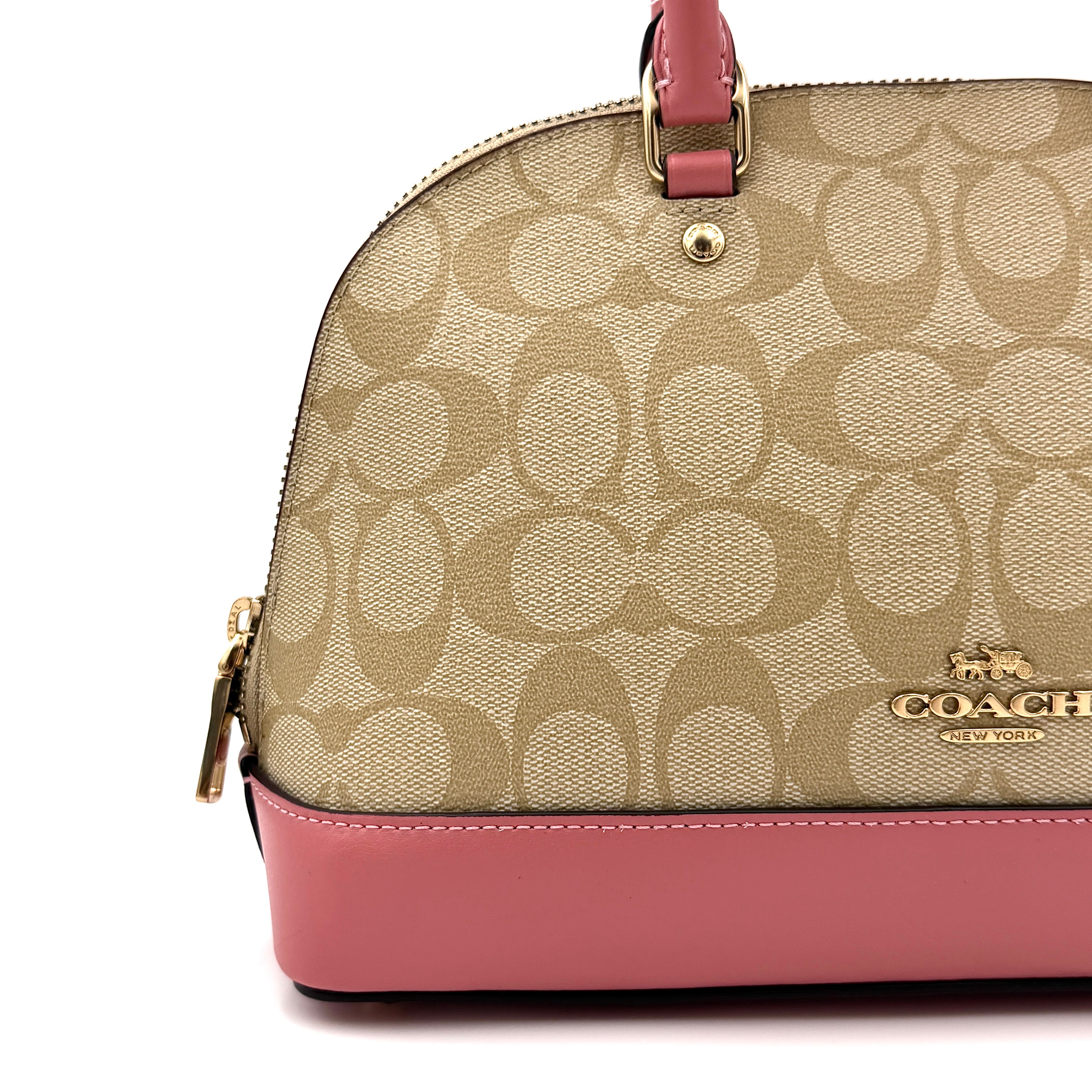 Coach Signature Dome Shoulder Bag Beige/Pink