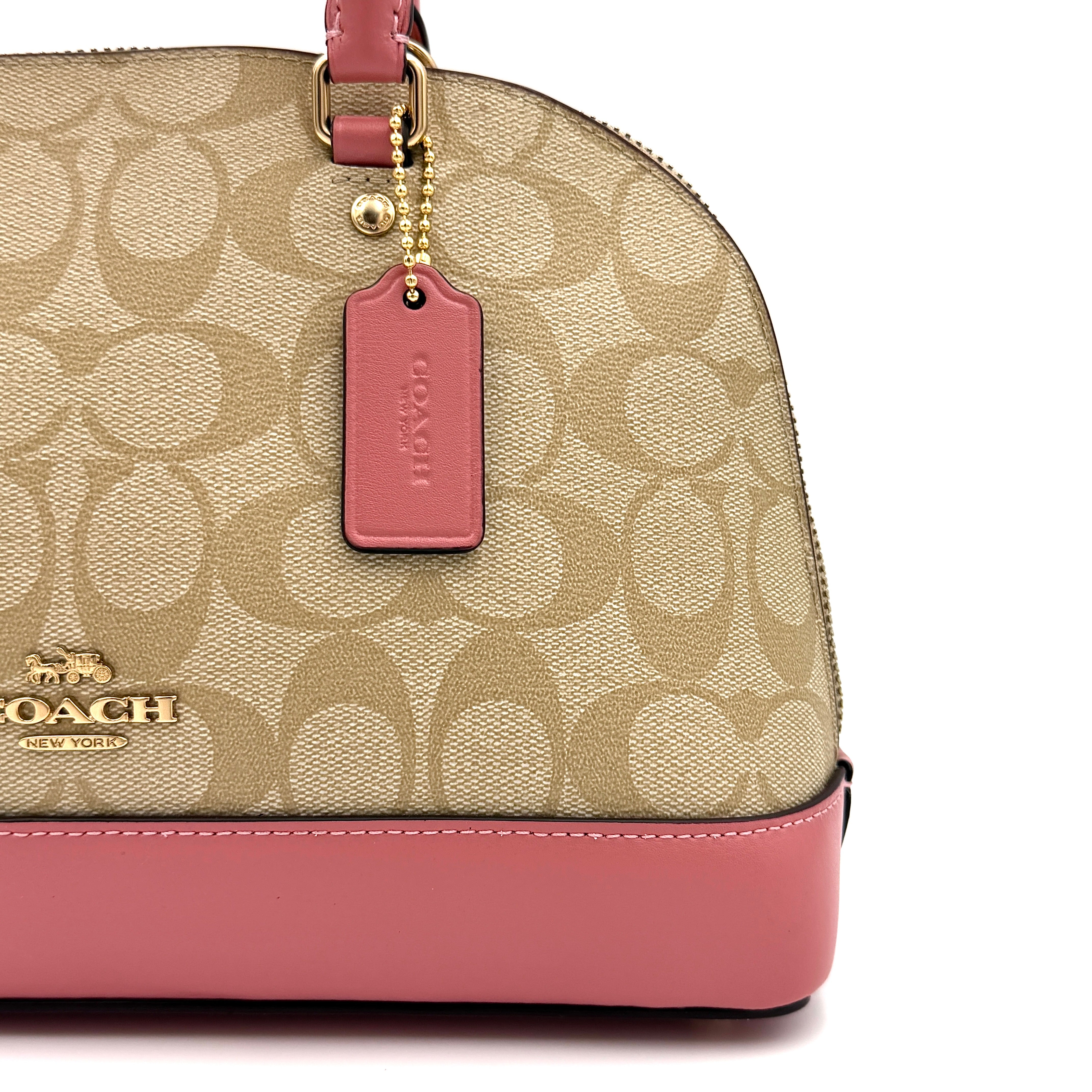 Coach Signature Dome Shoulder Bag Beige/Pink