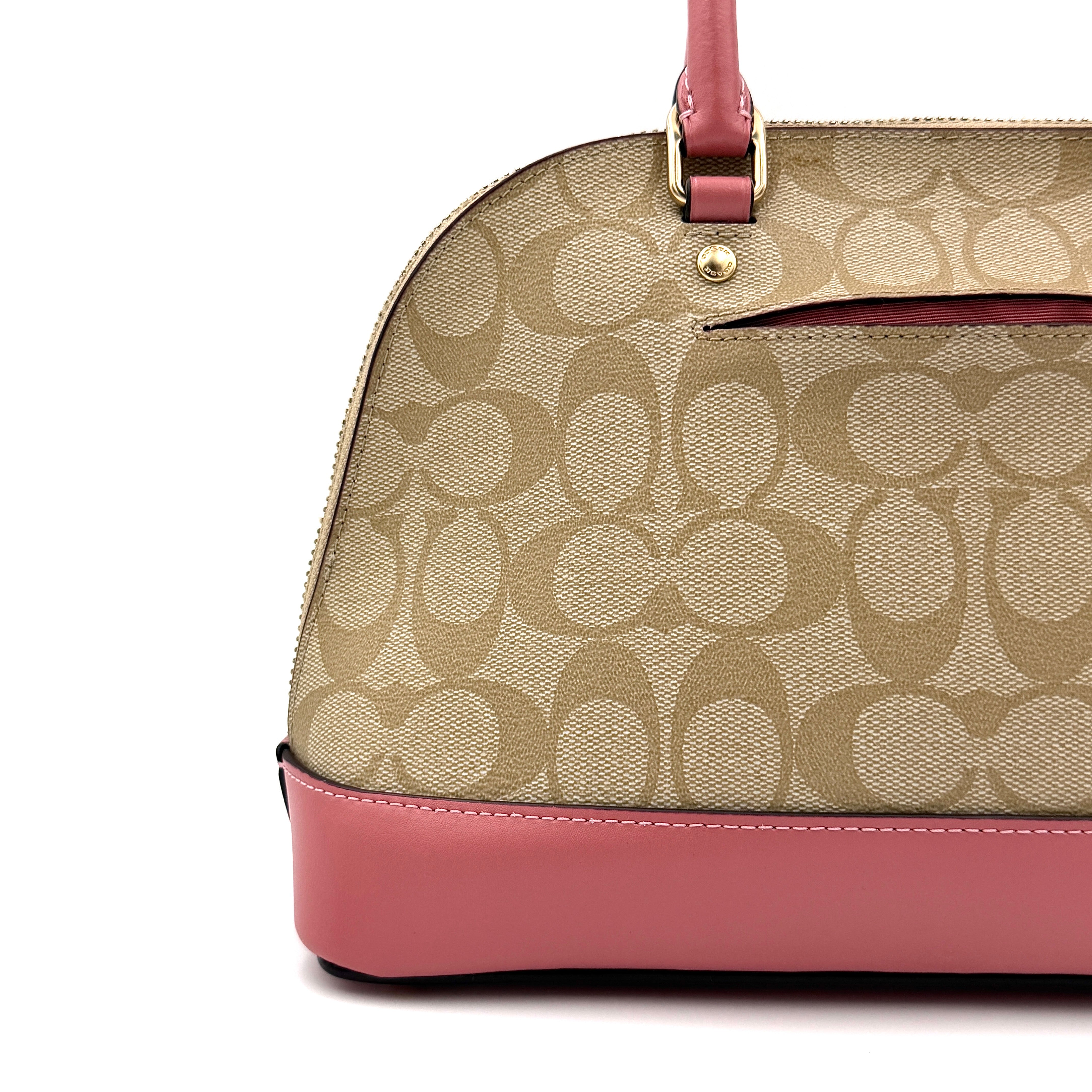 Coach Signature Dome Shoulder Bag Beige/Pink