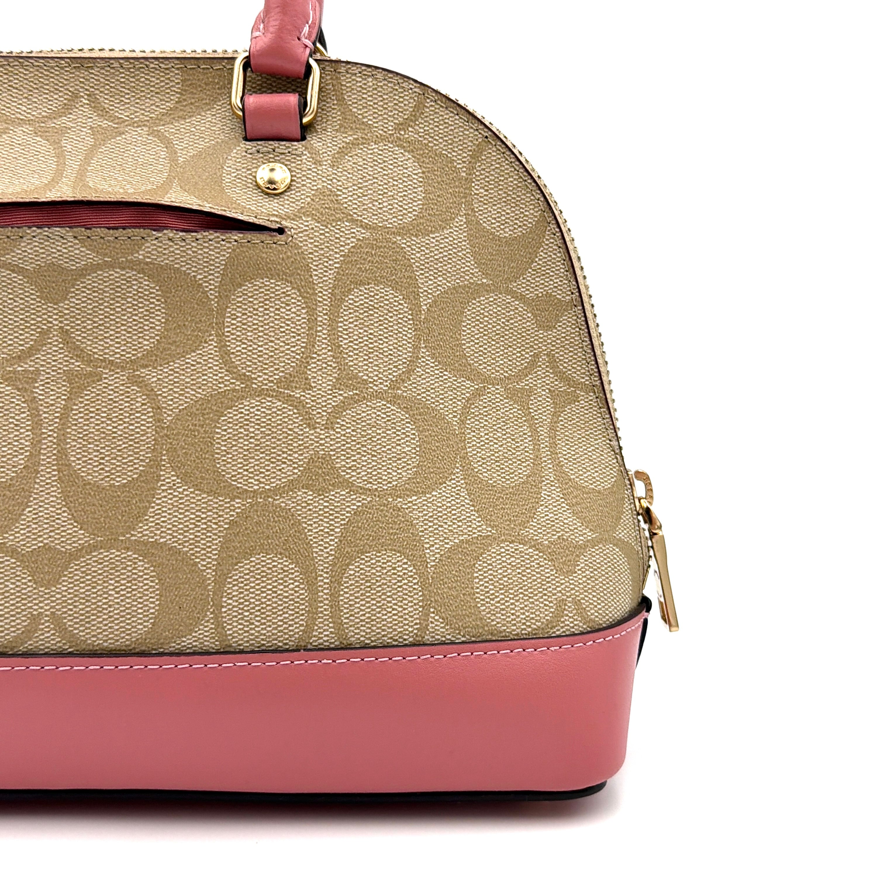 Coach Signature Dome Shoulder Bag Beige/Pink