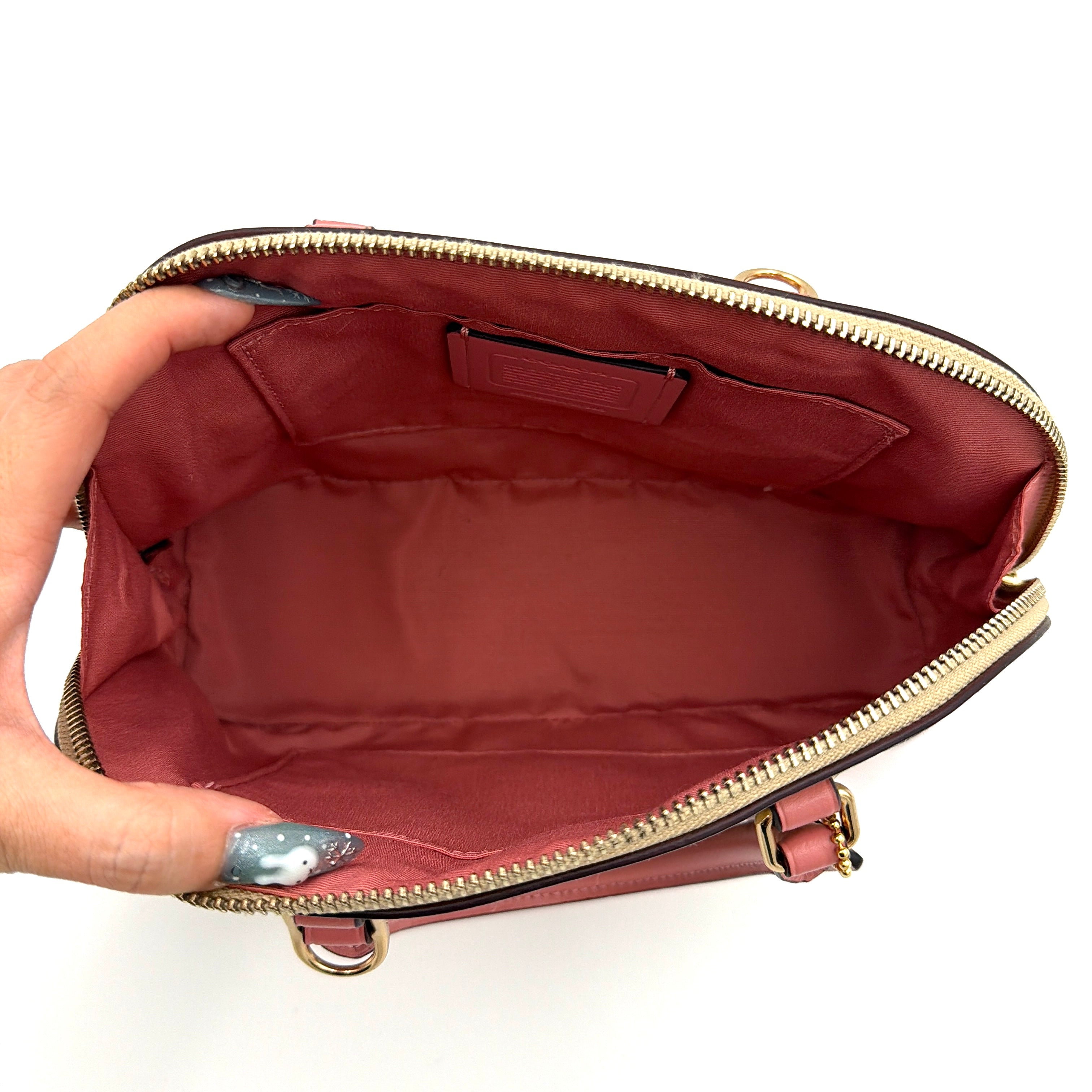 Coach Signature Dome Shoulder Bag Beige/Pink