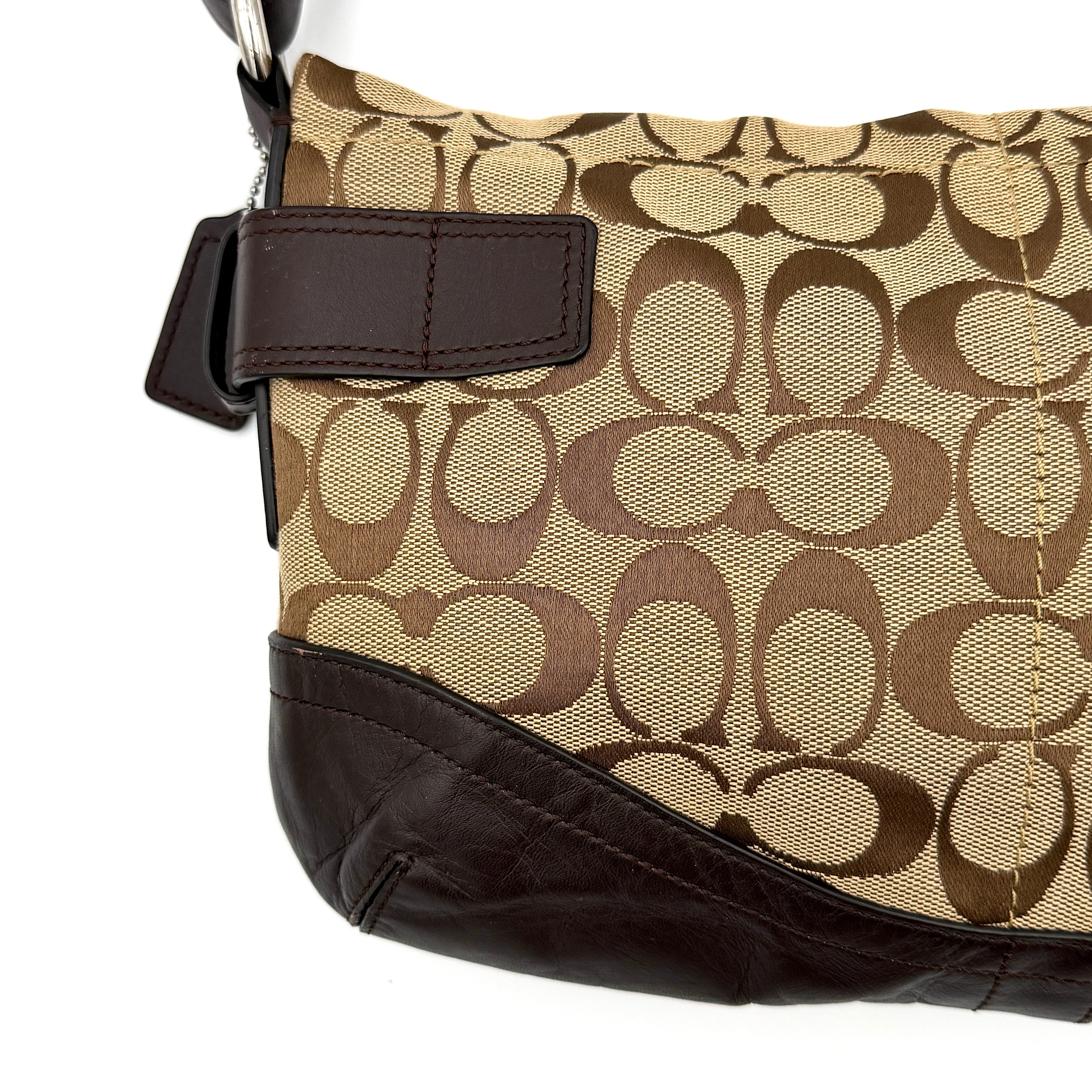 Coach 2Way Signature Sufflette Shoulder Bag Beige/Brown