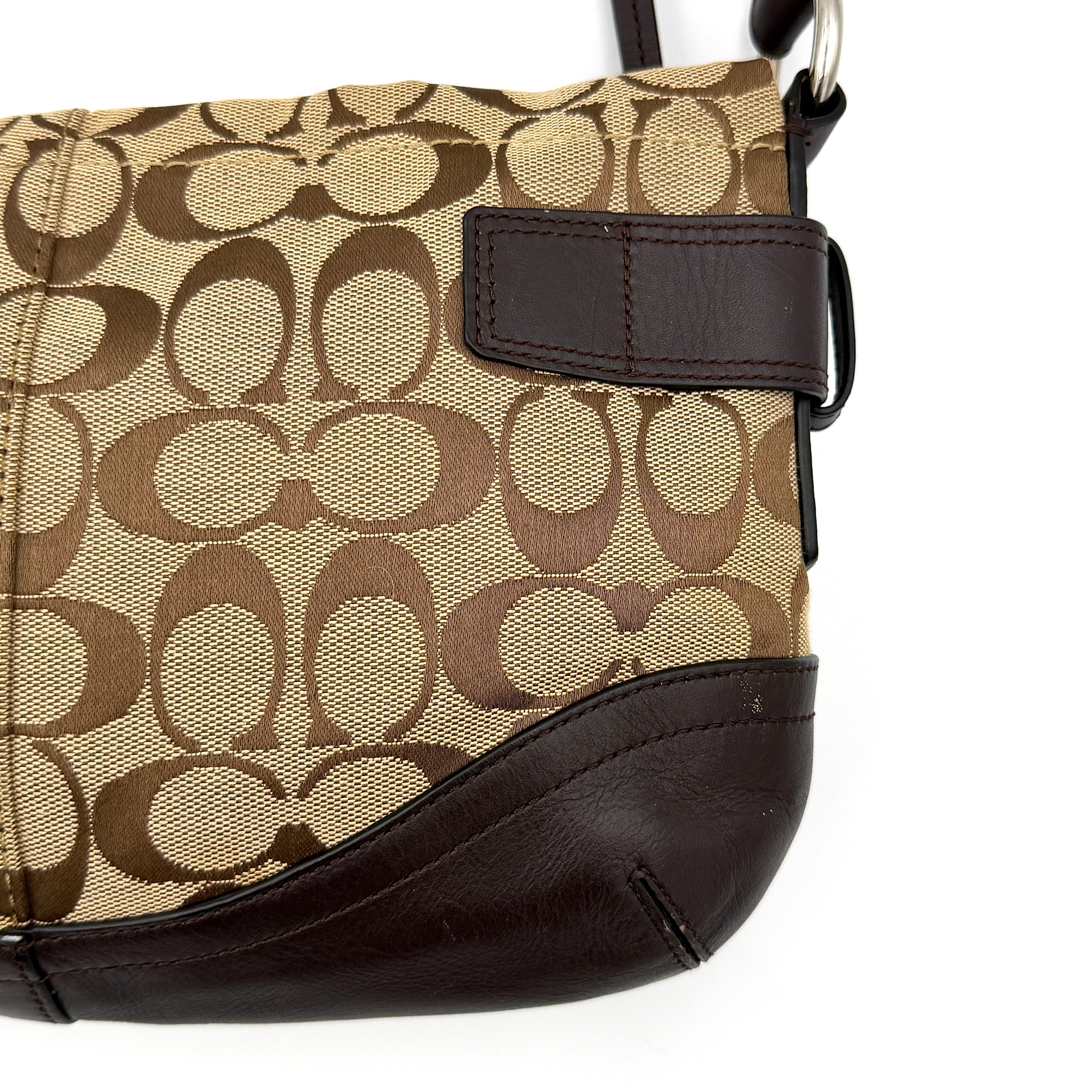 Coach 2Way Signature Sufflette Shoulder Bag Beige/Brown