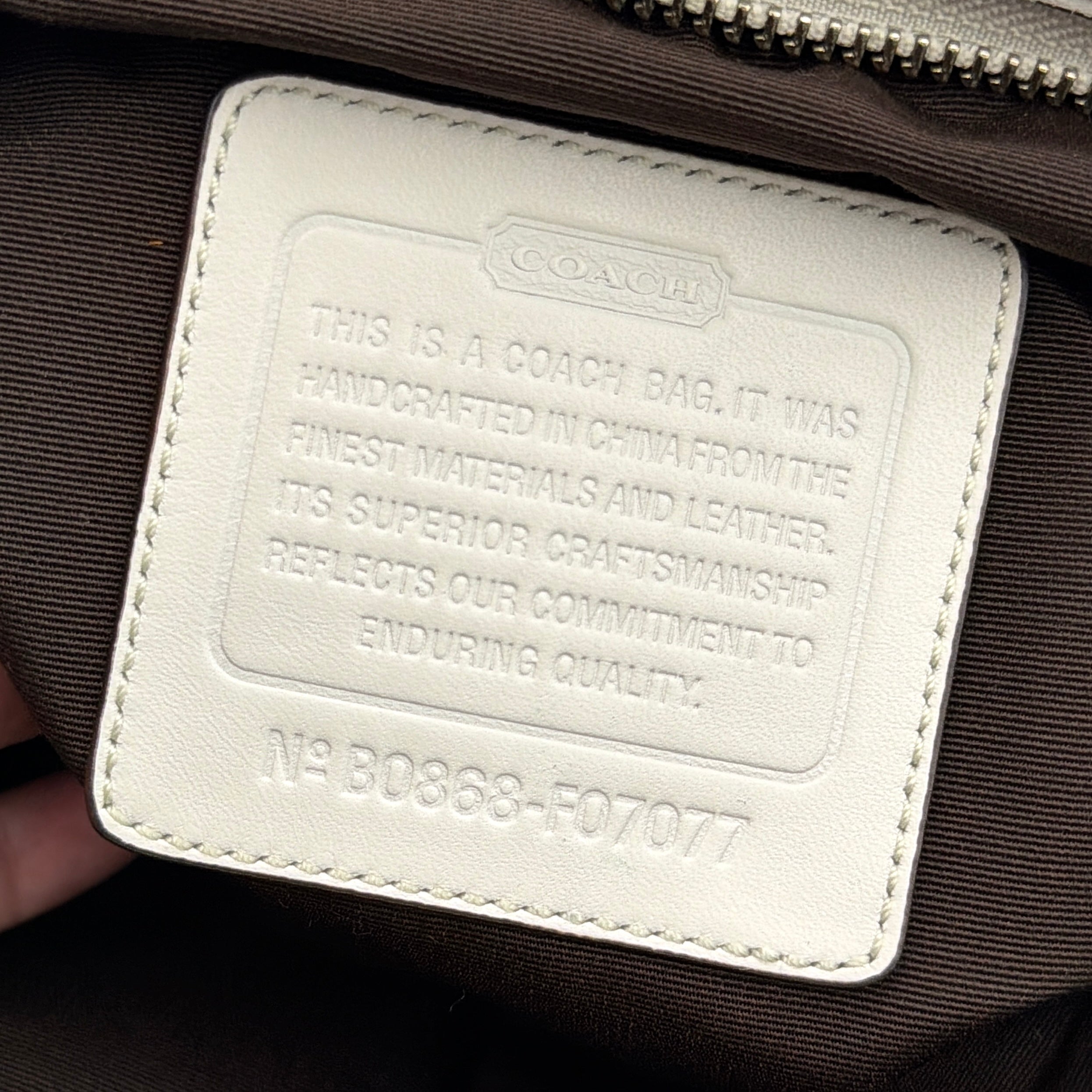 Coach 2Way Signature Sufflette Shoulder Bag Beige/White